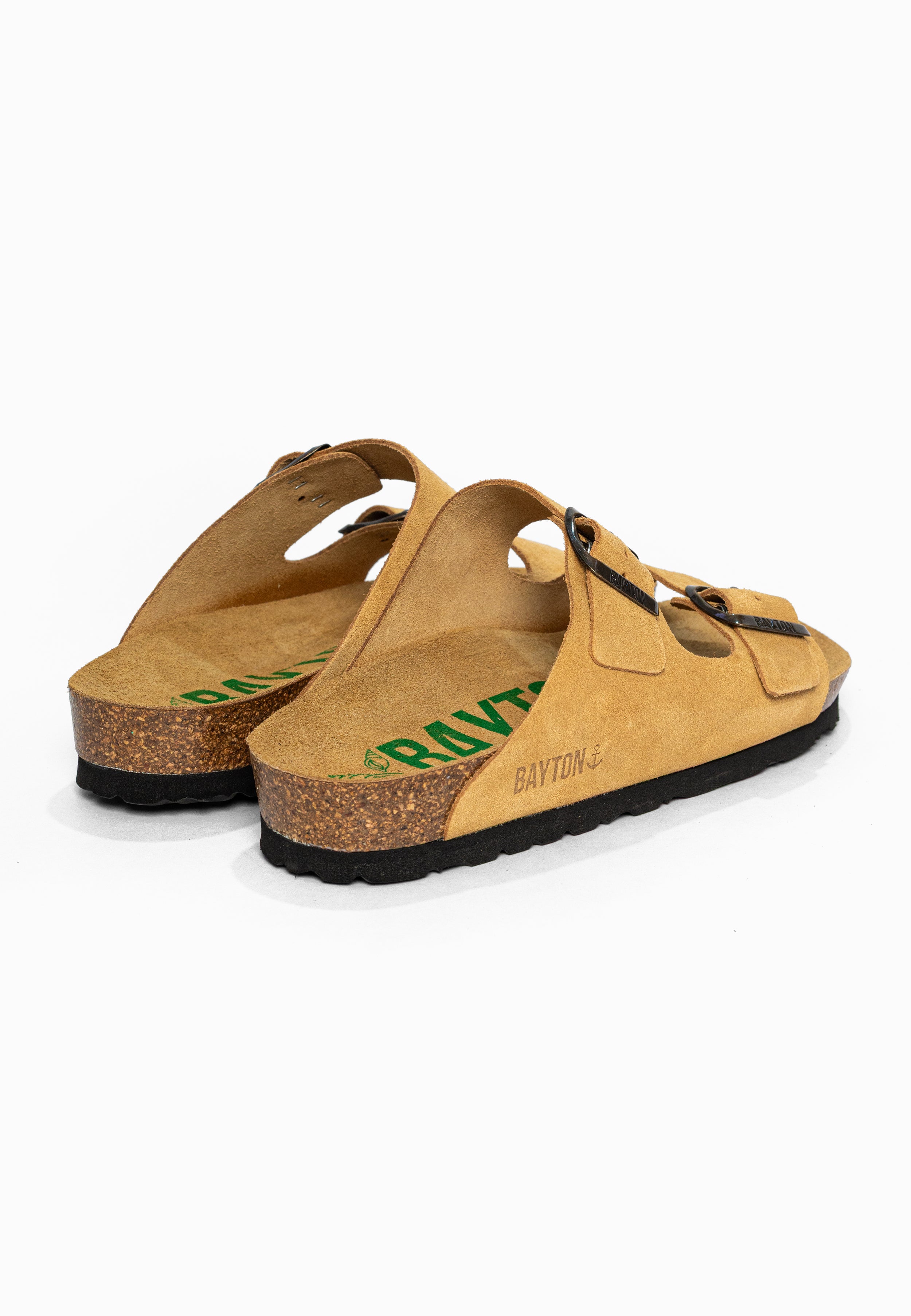 Sandales 2 Brides Atlas Camel en Cuir Suédé Bayton pour Femme