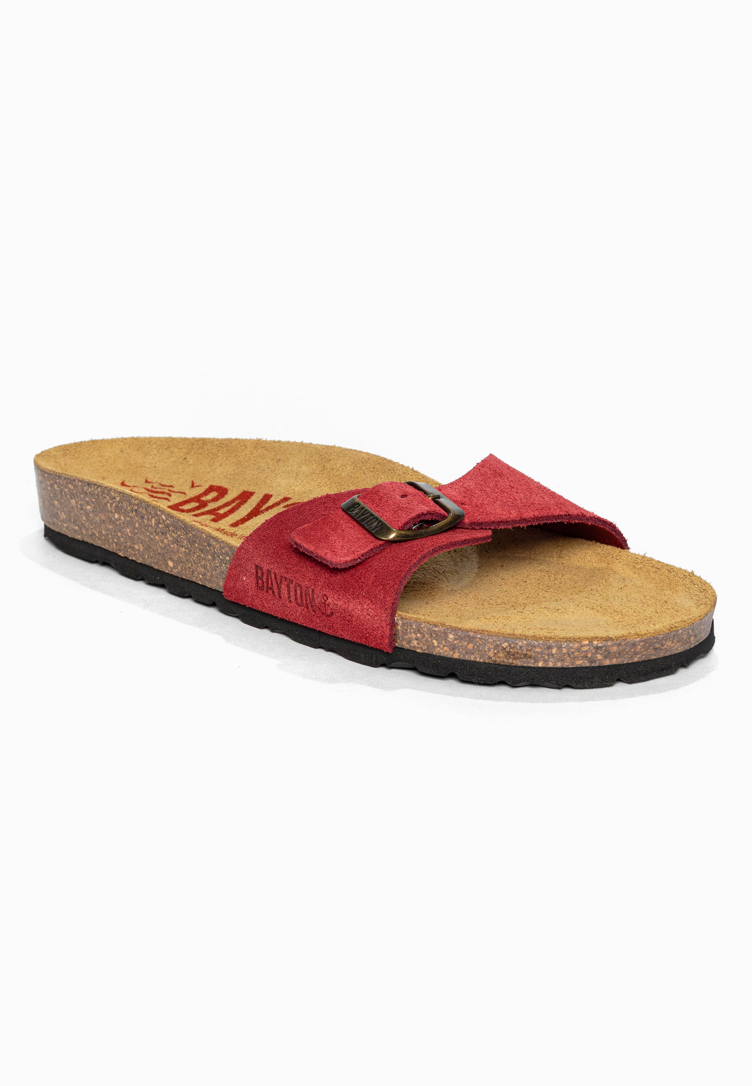 Sandales 1 Bride Zephyr Rouge en Cuir Suédé Bayton pour Femme