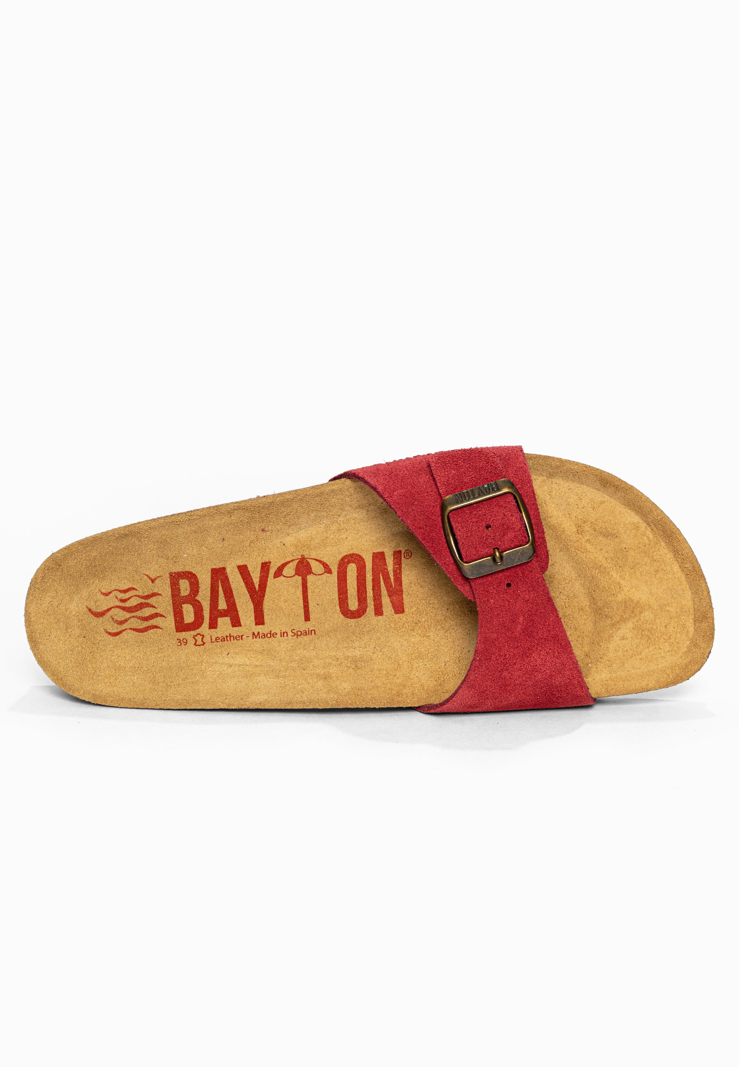 Sandales 1 Bride Zephyr Rouge en Cuir Suédé Bayton pour Femme