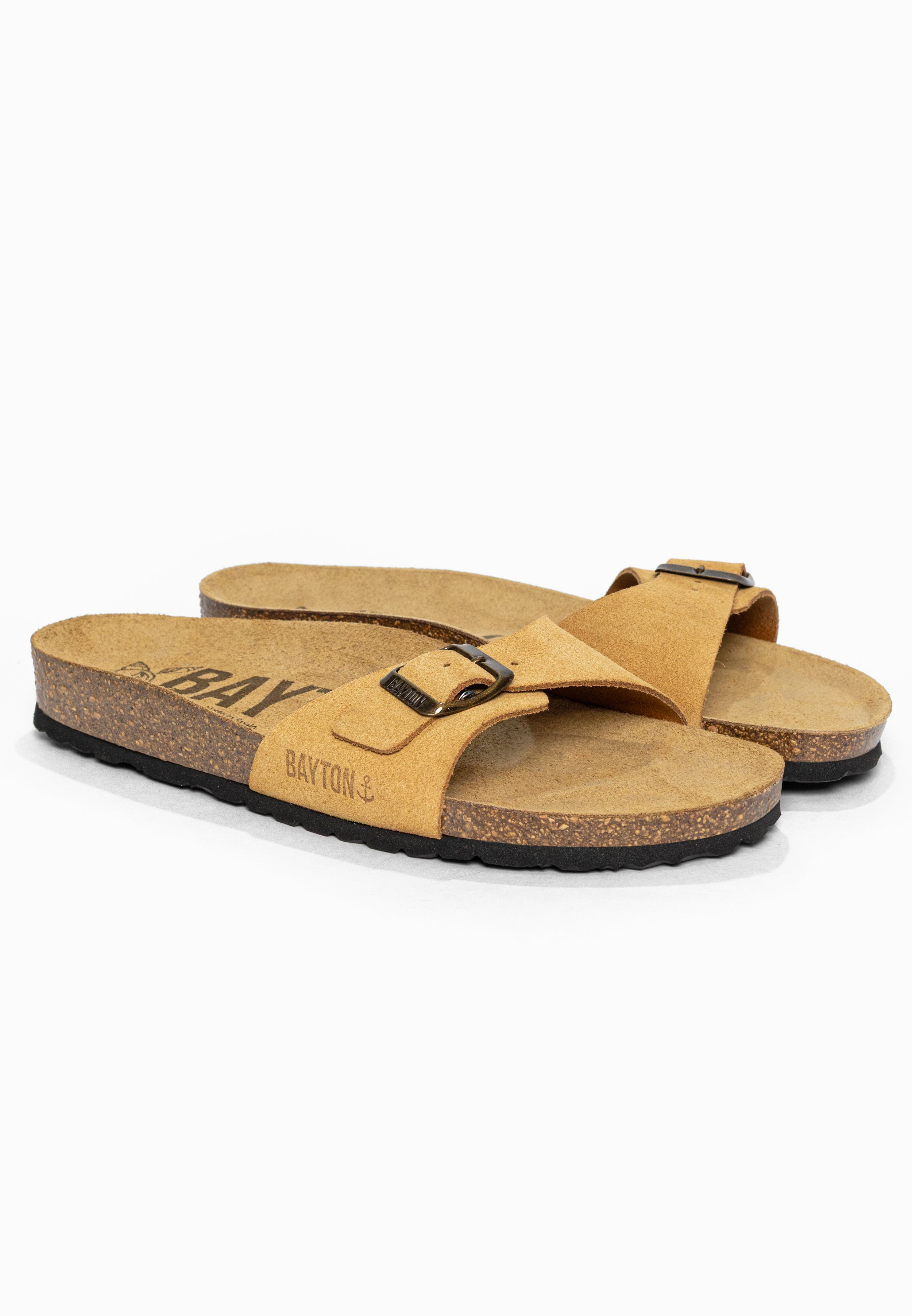 Sandales 1 Bride Zephyr Camel en Cuir Suédé Bayton pour Femme
