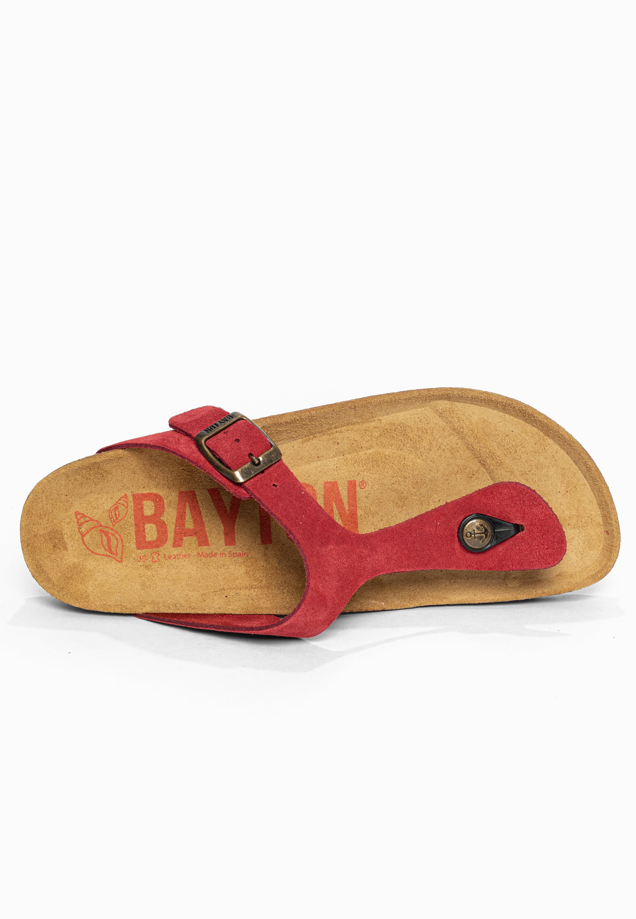 Sandales à Entre-doigts Mercure Rouge en Cuir Suédé Bayton pour Femme