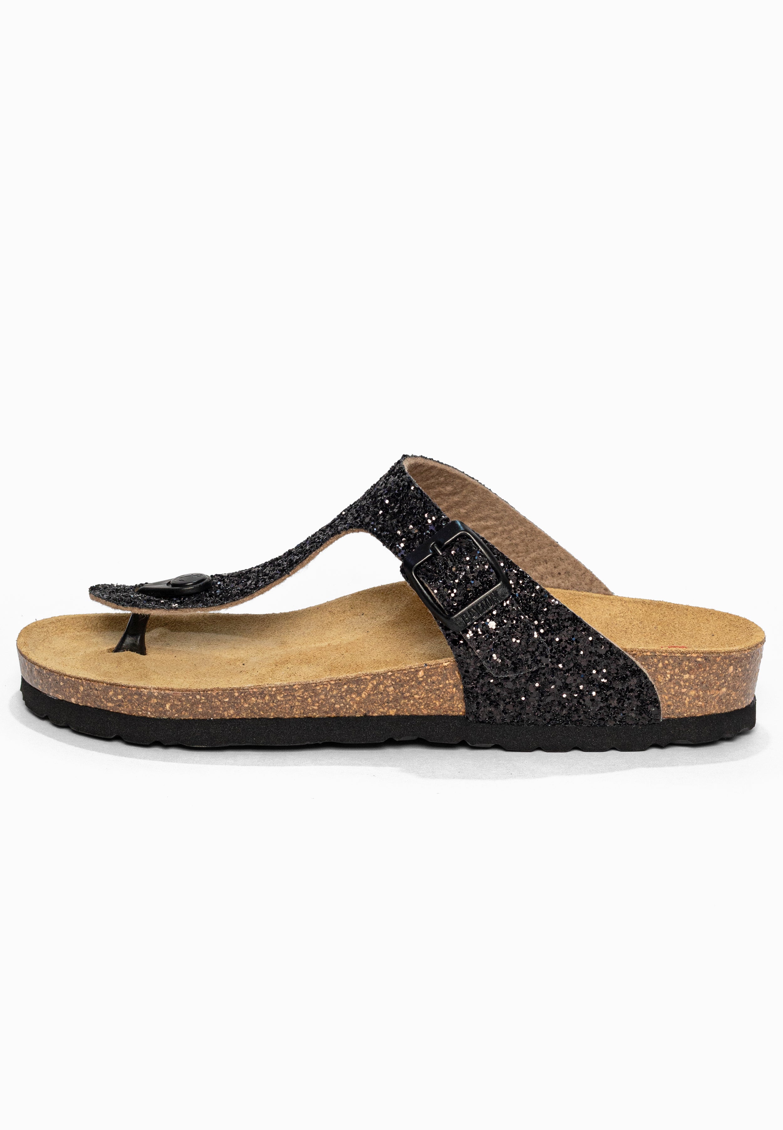 Sandales à Entre-doigts Mercure Noir pailleté Bayton pour Femme