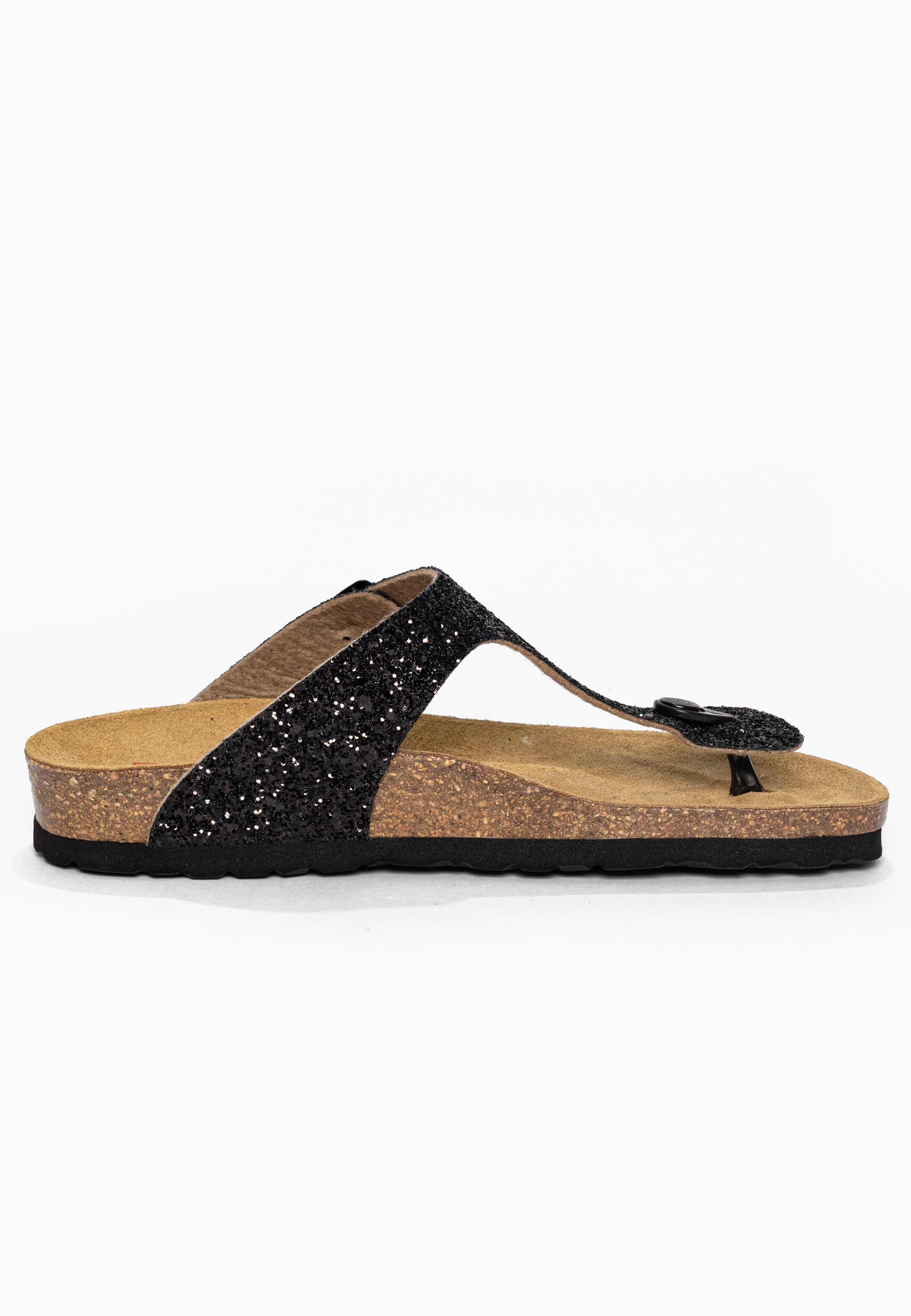 Sandales à Entre-doigts Mercure Noir pailleté Bayton pour Femme