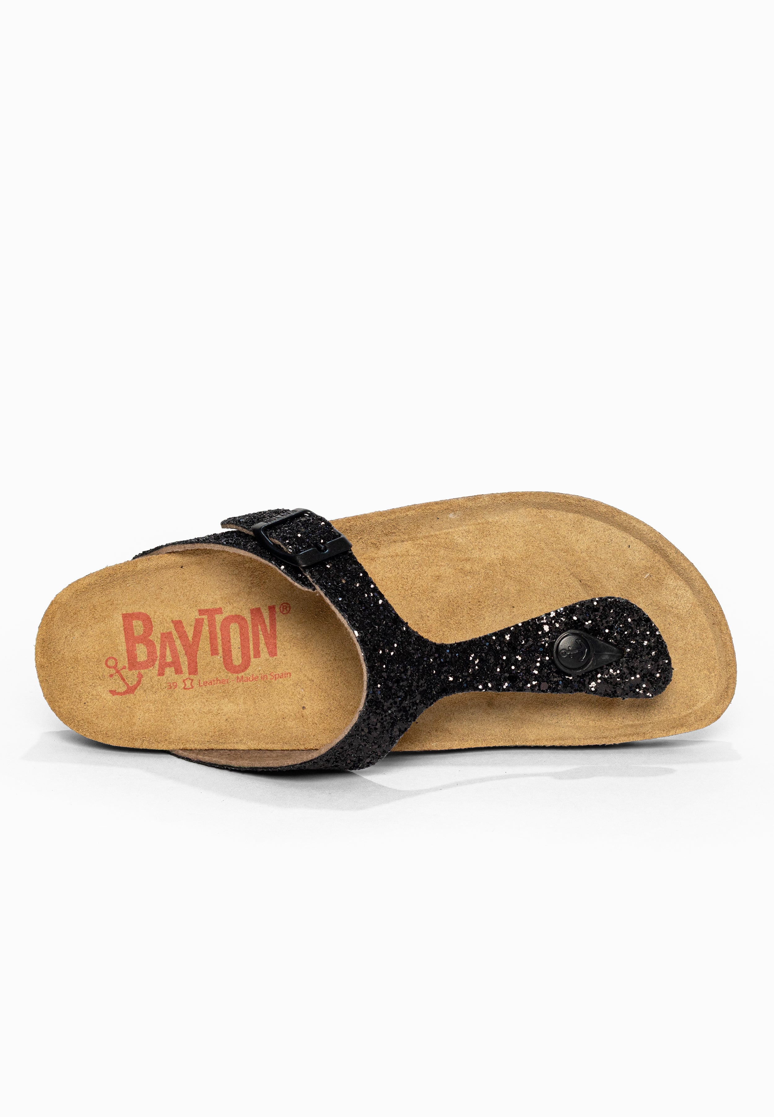 Sandales à Entre-doigts Mercure Noir pailleté Bayton pour Femme