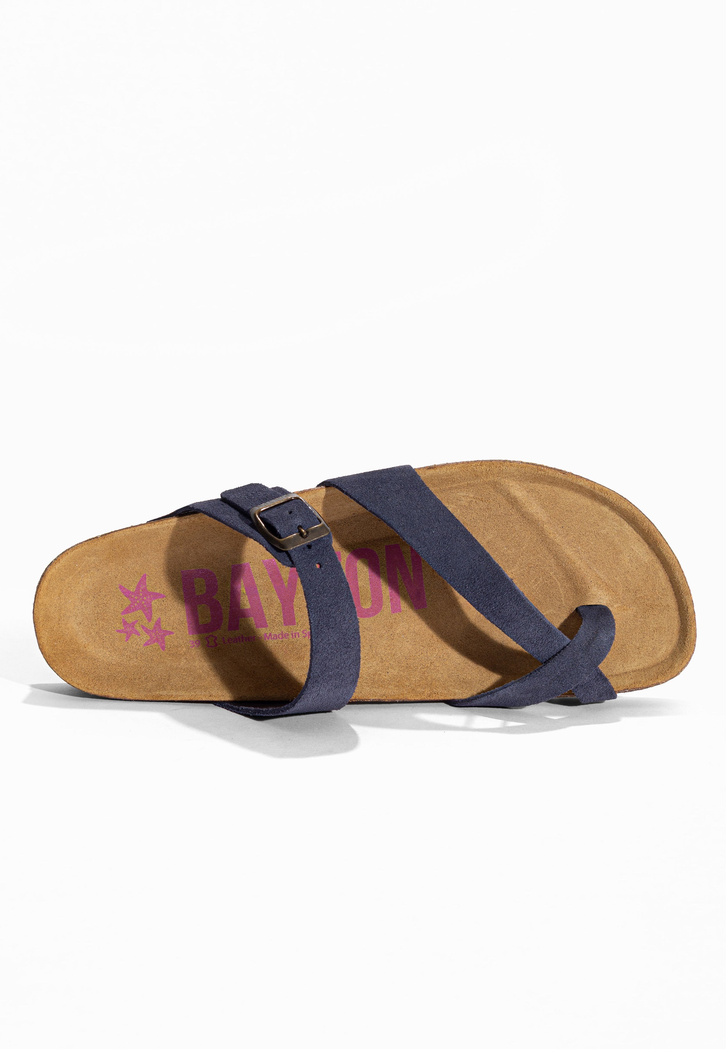 Sandales à Entre-doigts Diane Bleu marine en Cuir Suédé Bayton pour Femme