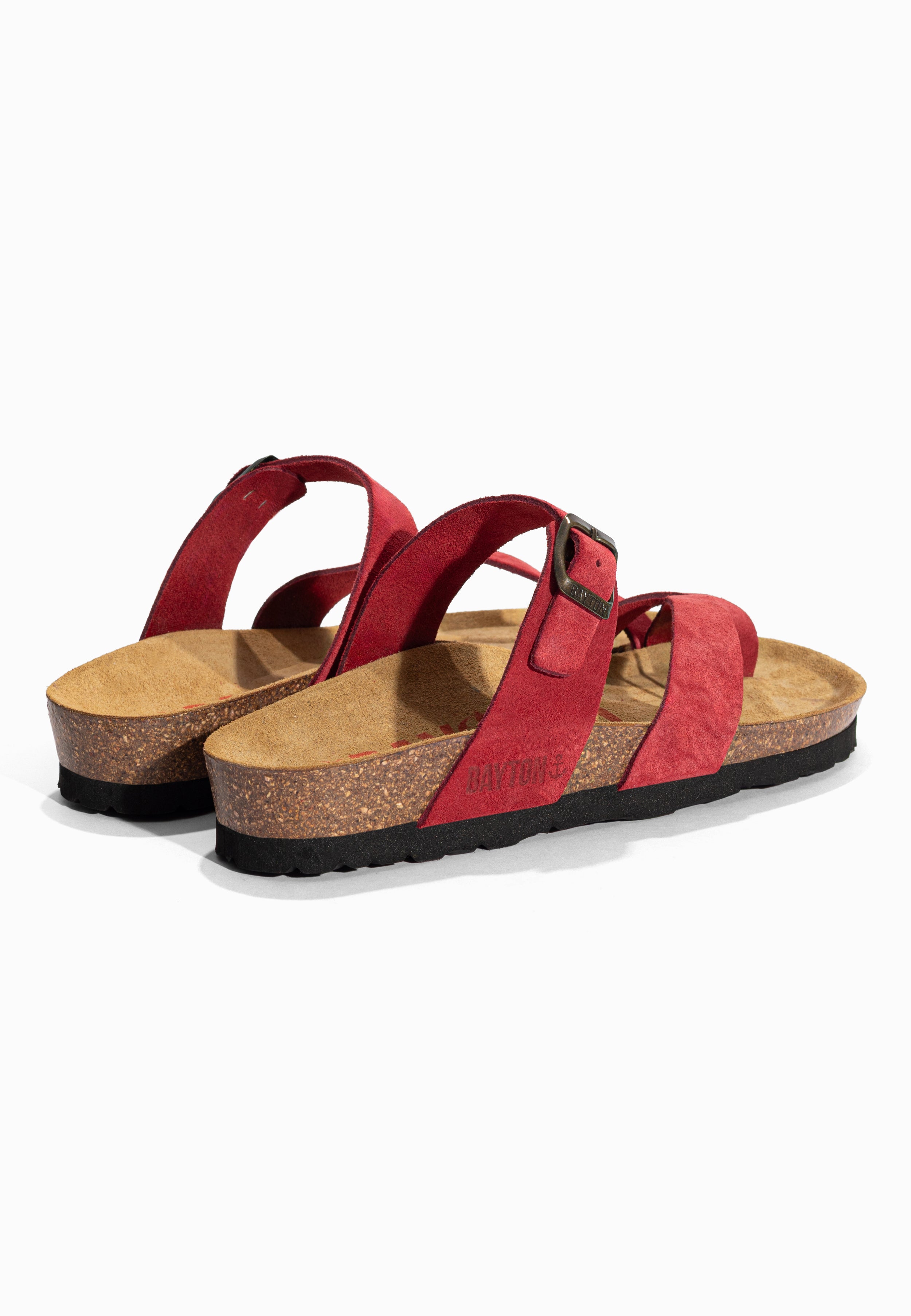 Sandales à Entre-doigts Diane Rouge en Cuir Suédé Bayton pour Femme