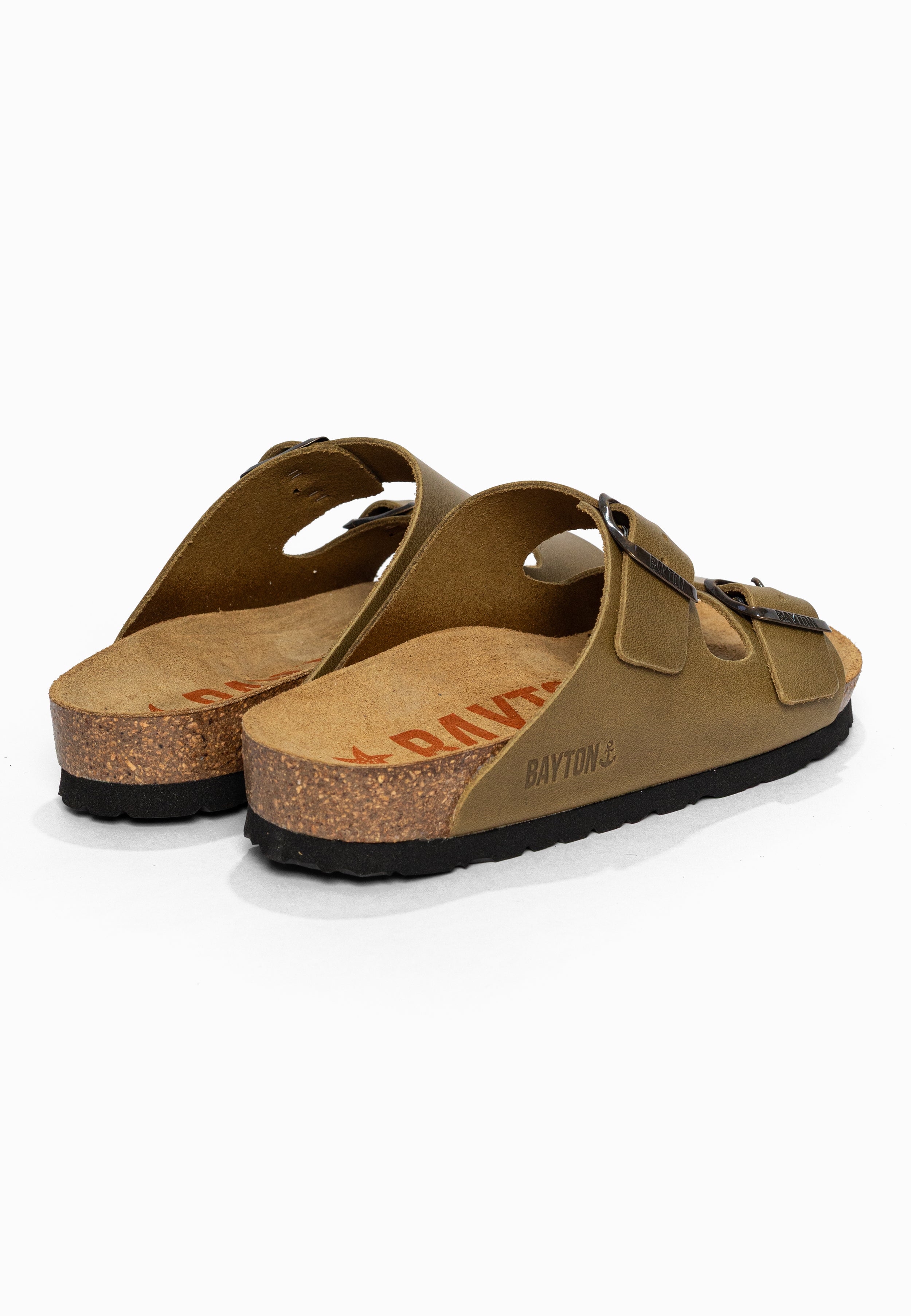 Sandales 2 Brides Atlas Kaki en Cuir Bayton pour Femme