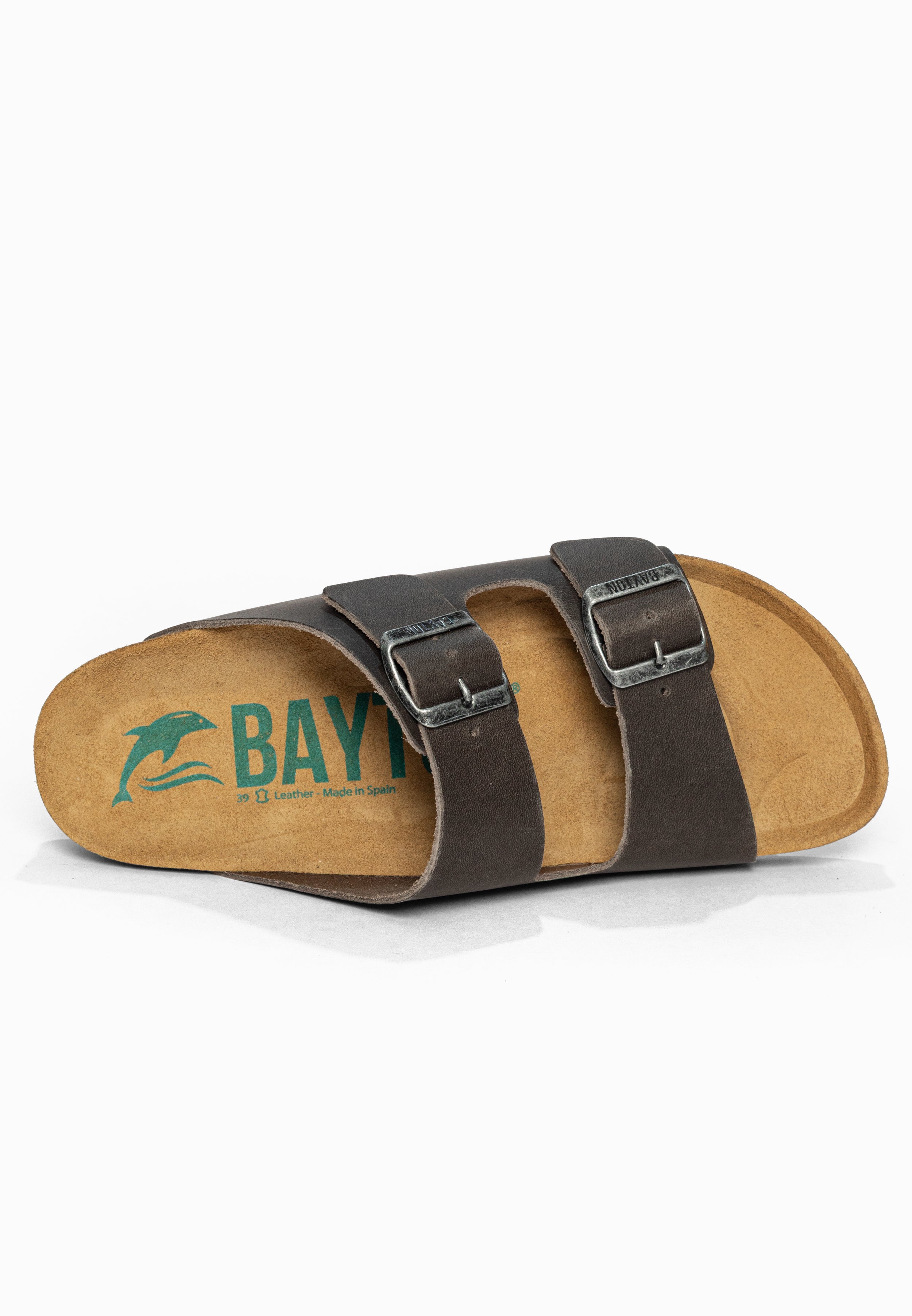 Sandales 2 Brides Atlas Anthracite en Cuir Bayton pour Femme