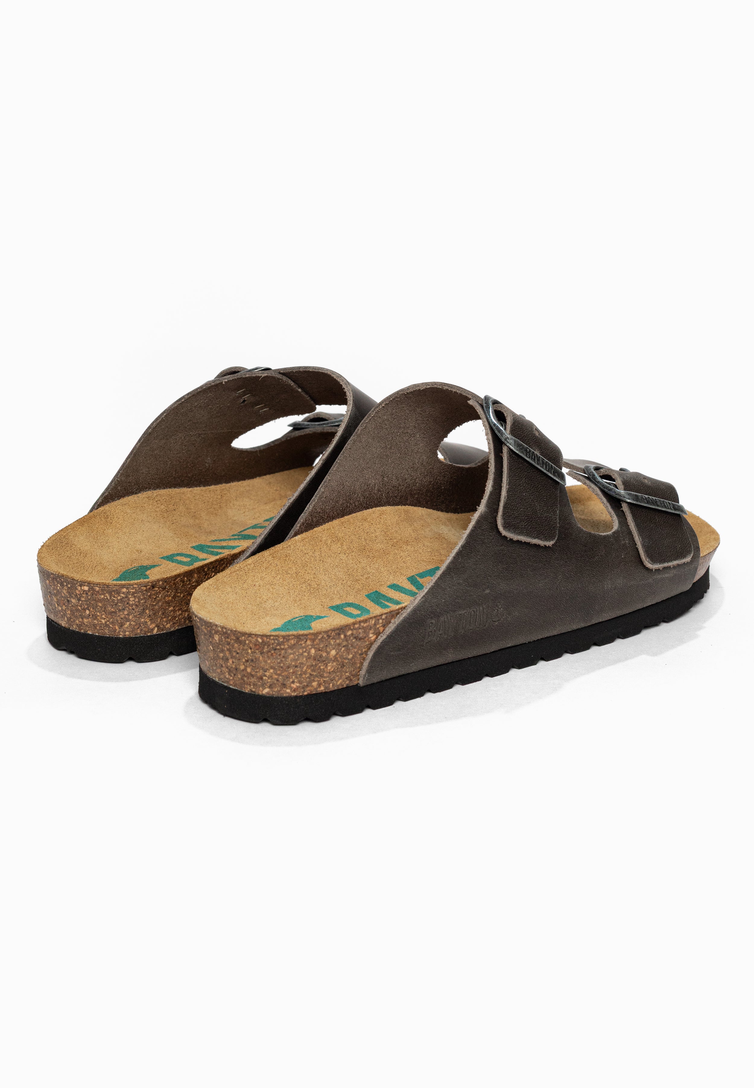 Sandales 2 Brides Atlas Anthracite en Cuir Bayton pour Femme