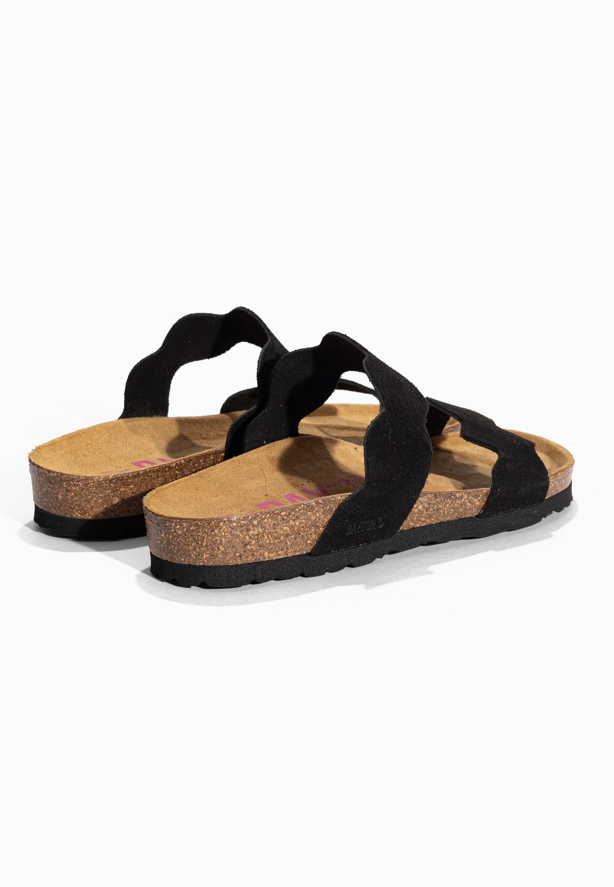 Sandales 2 Brides Wanneroo Noir en Cuir Suédé Bayton pour Femme