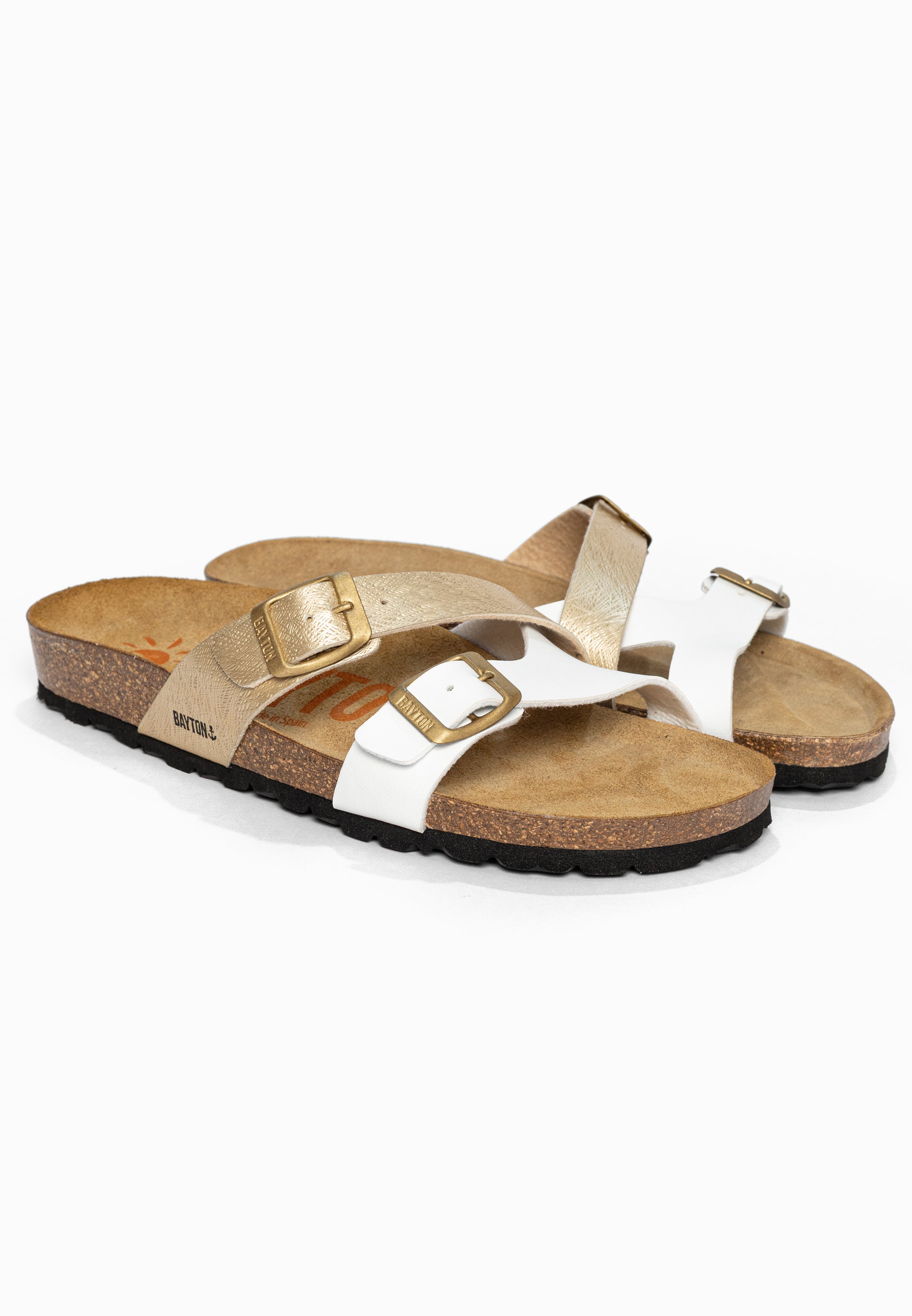 Sandales 2 Brides Cleo Blanc et or Bayton pour Femme