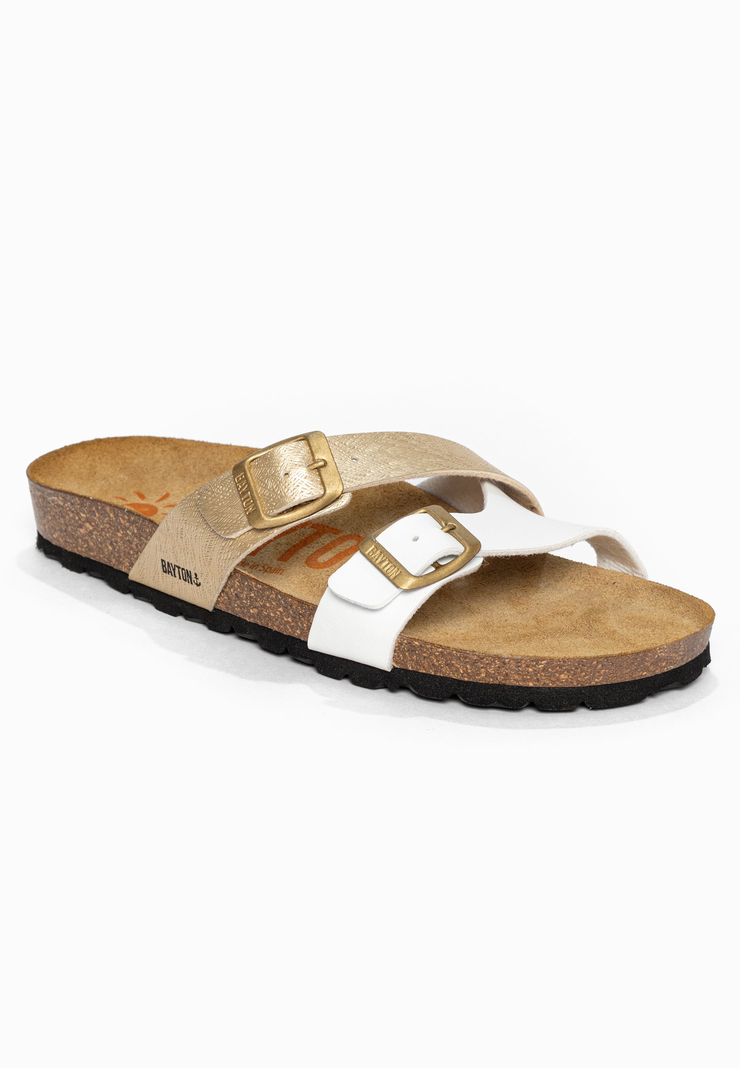 Sandales 2 Brides Cleo Blanc et or Bayton pour Femme