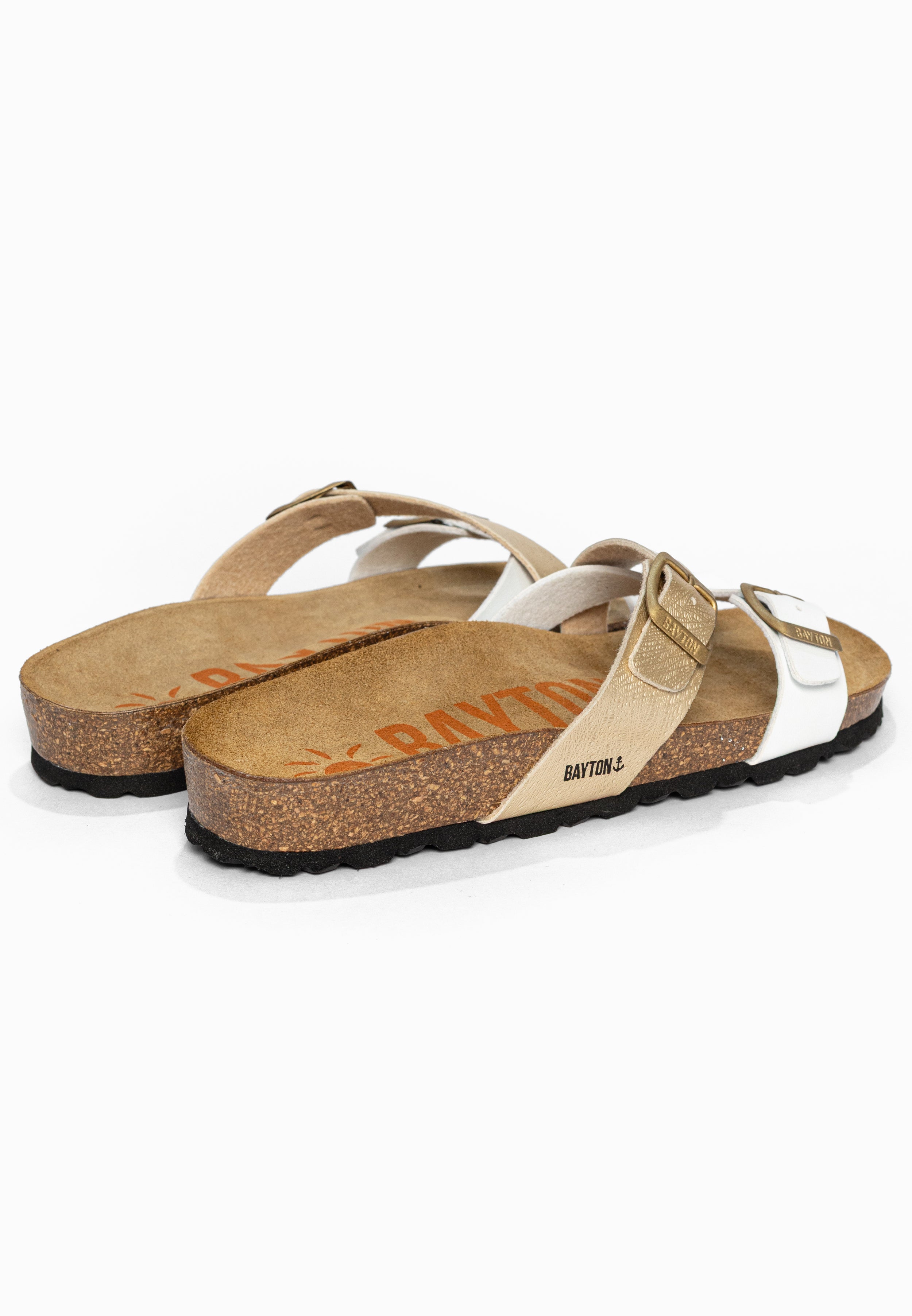 Sandales 2 Brides Cleo Blanc et or Bayton pour Femme