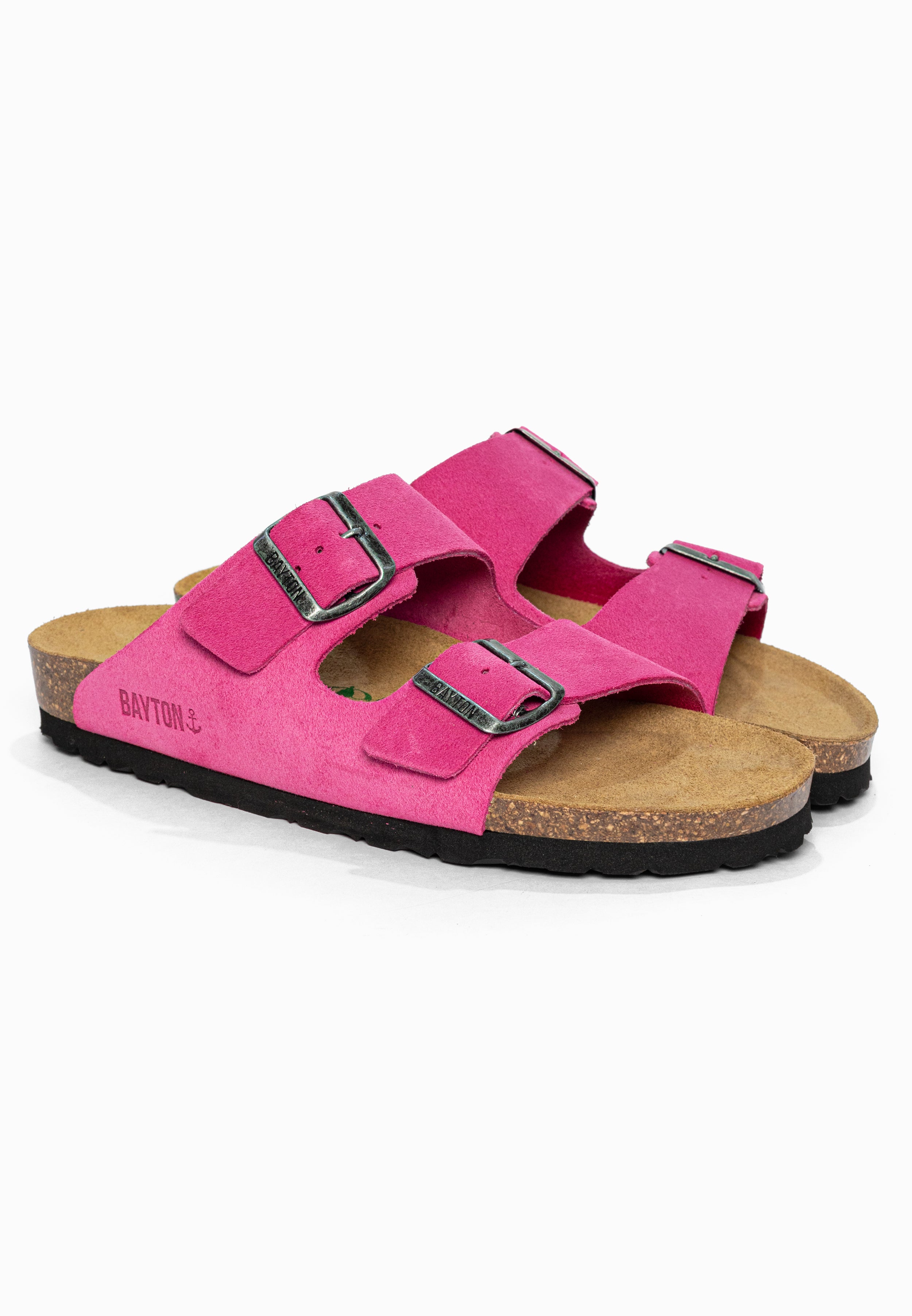 Sandales 2 Brides Atlas Rose en Cuir Suédé Bayton pour Femme