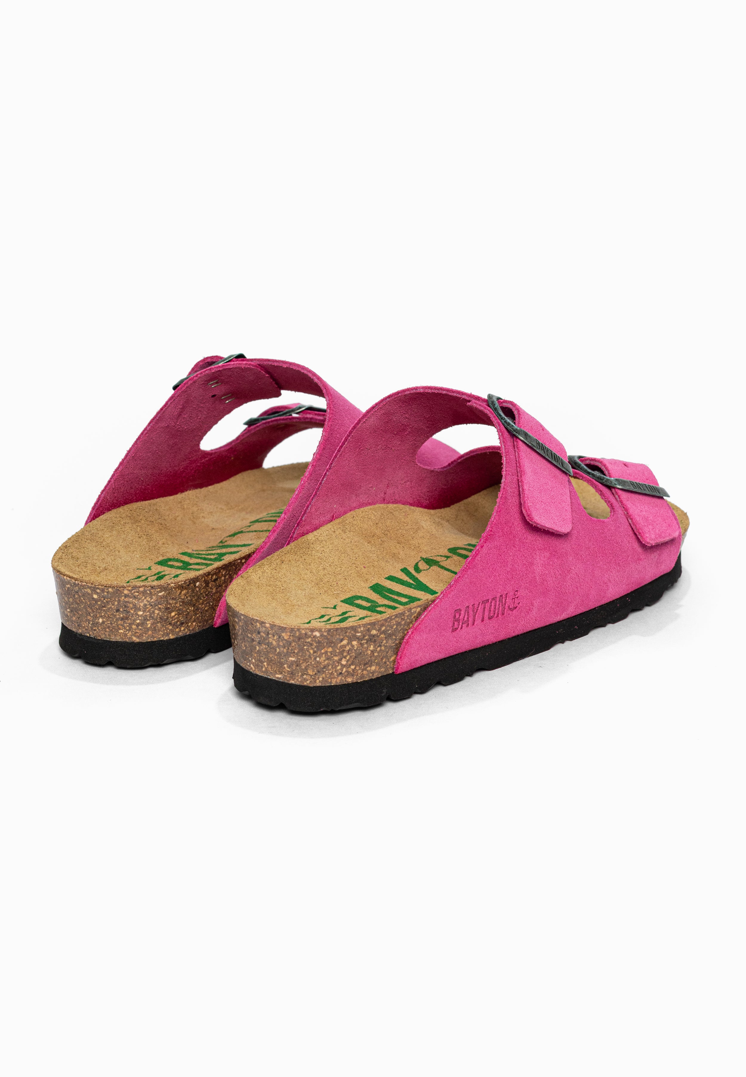 Sandales 2 Brides Atlas Rose en Cuir Suédé Bayton pour Femme