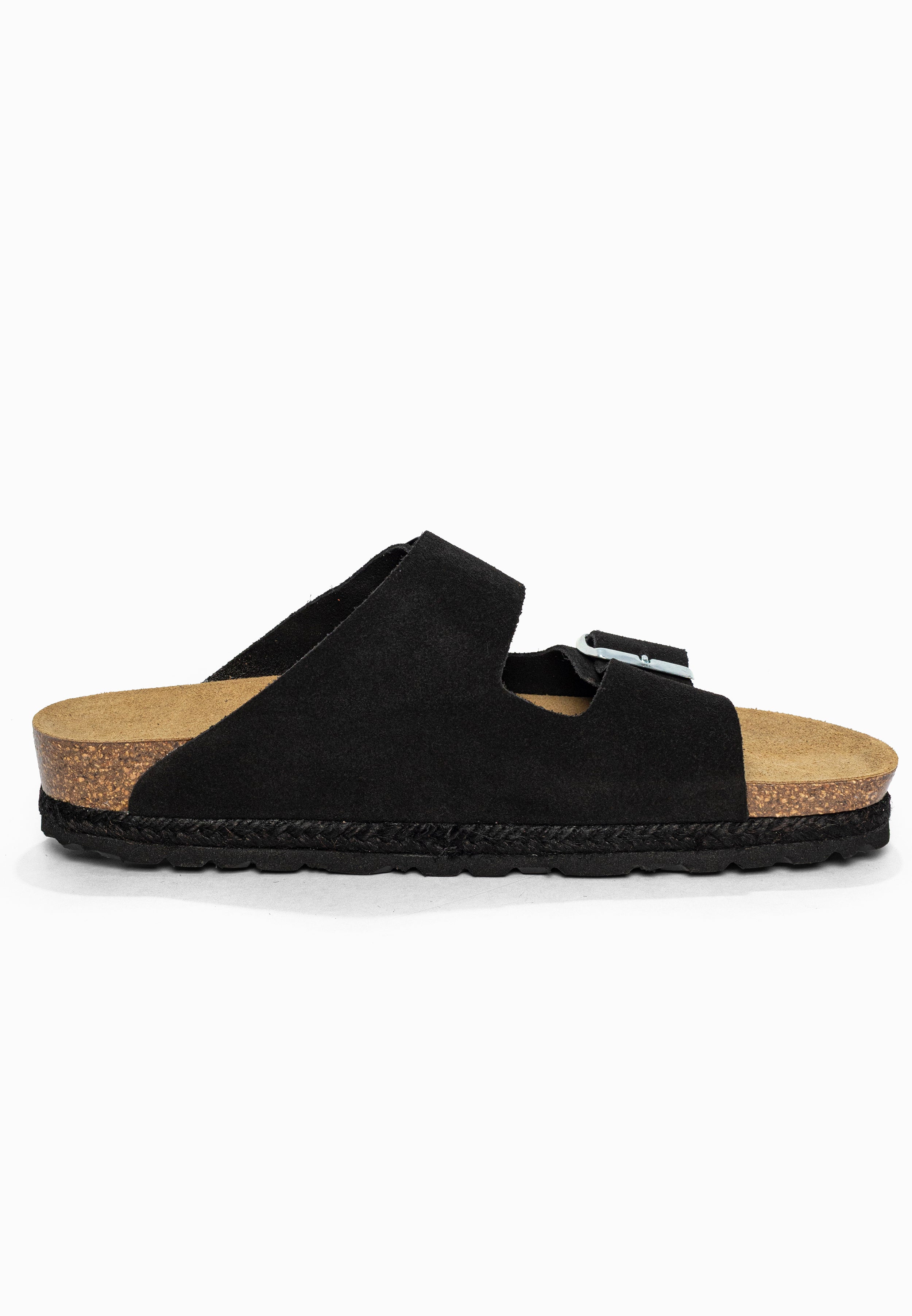 Sandales 2 Brides Benalla Noir en Cuir Suédé Bayton pour Femme