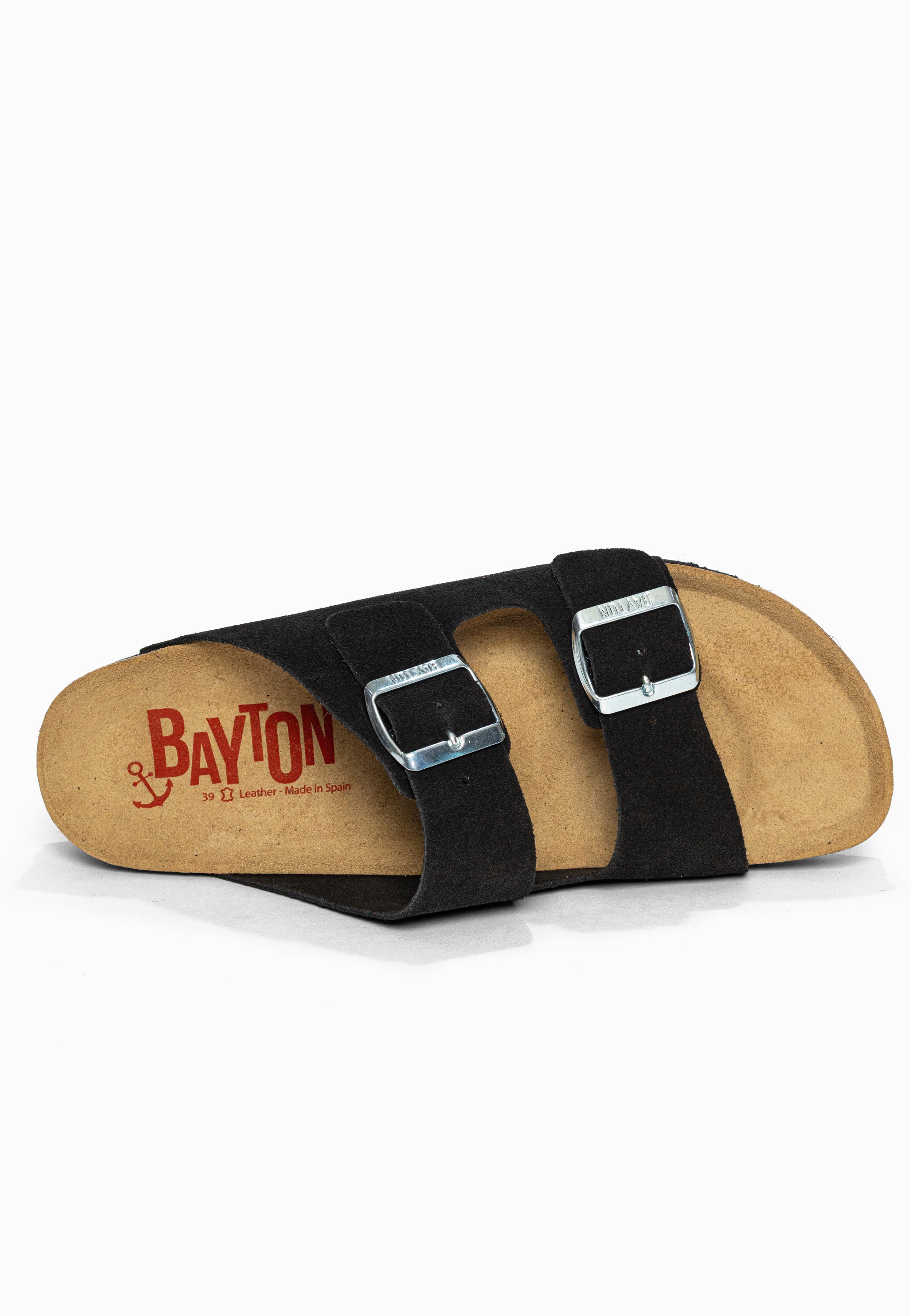 Sandales 2 Brides Benalla Noir en Cuir Suédé Bayton pour Femme