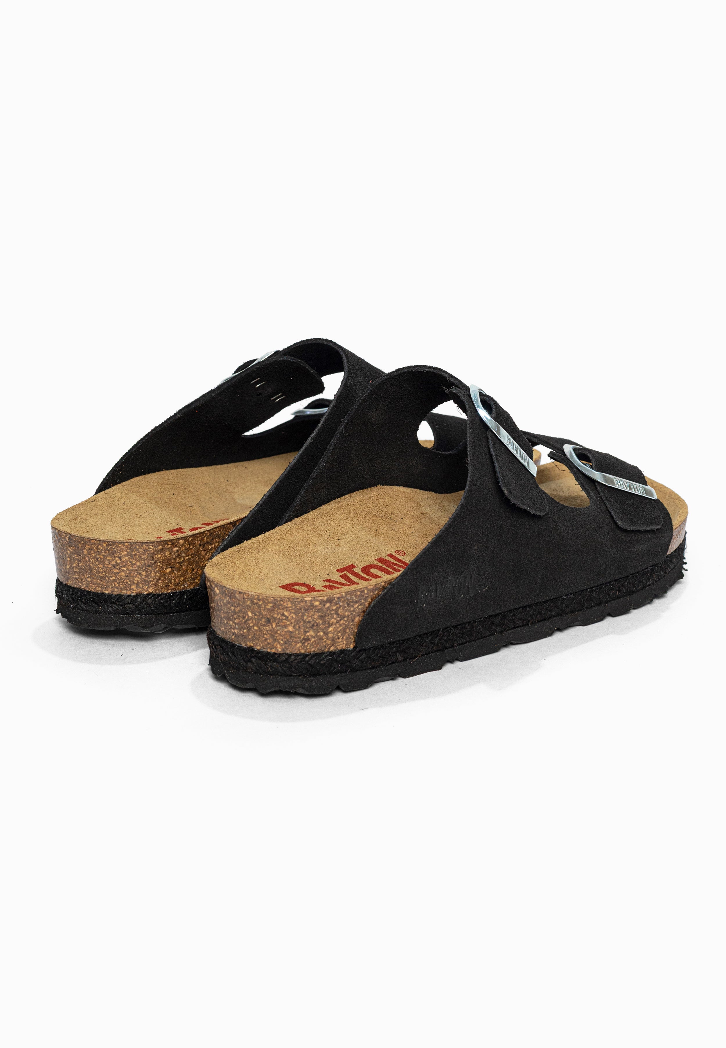 Sandales 2 Brides Benalla Noir en Cuir Suédé Bayton pour Femme