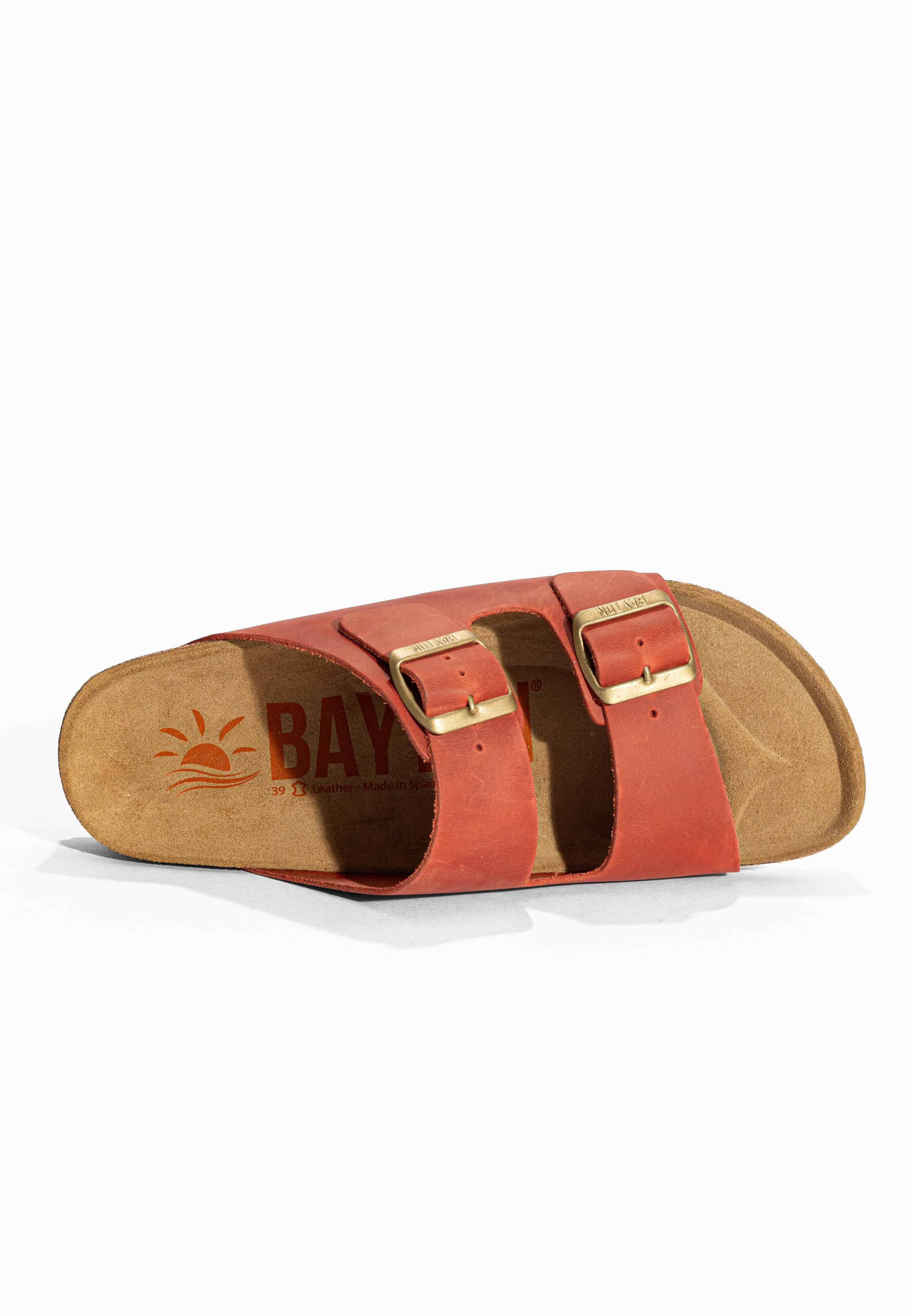 Sandales 2 Brides Atlas Orange en Cuir Bayton pour Femme