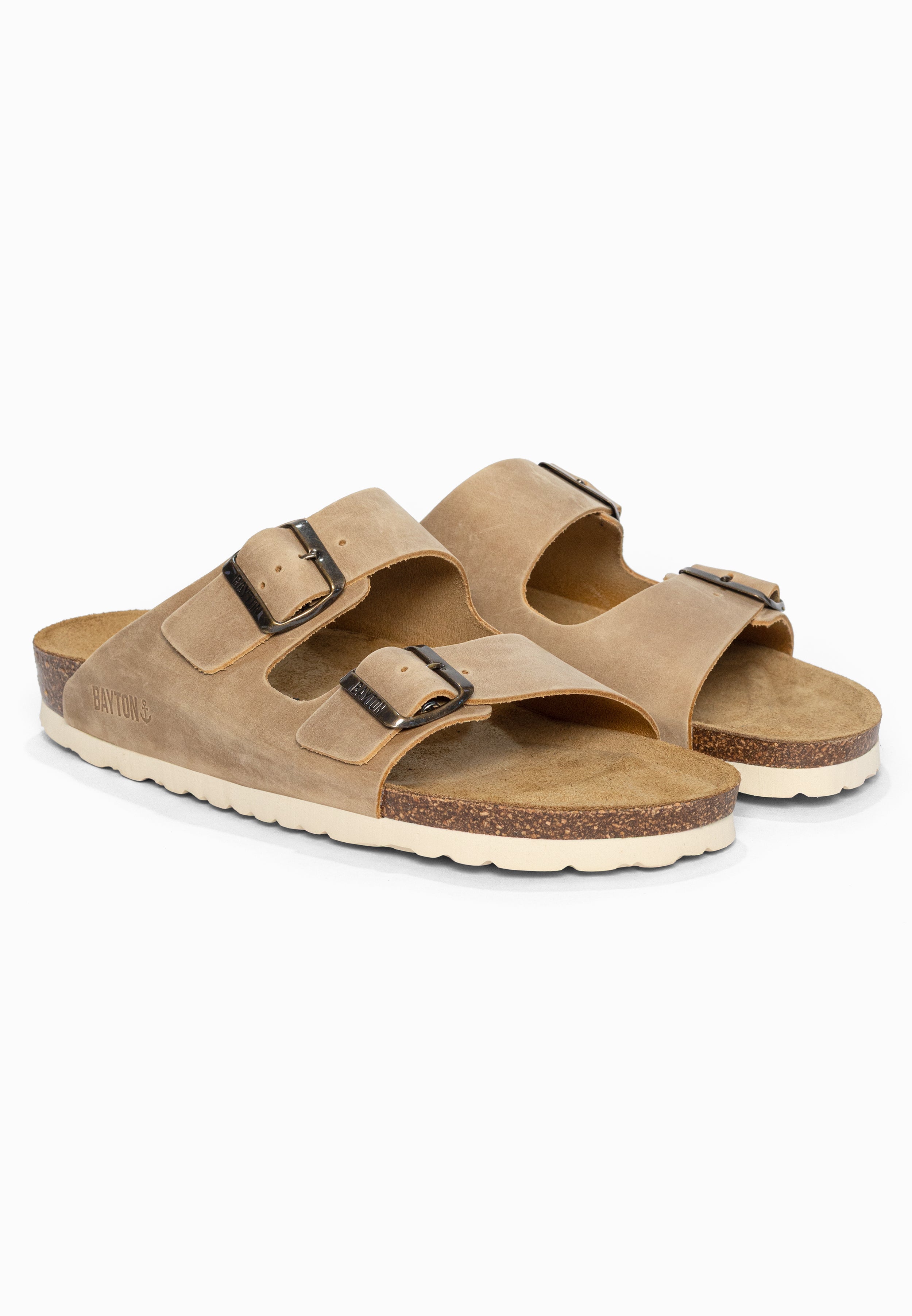 Sandales 2 Brides Atlas Beige en Cuir Bayton pour Homme