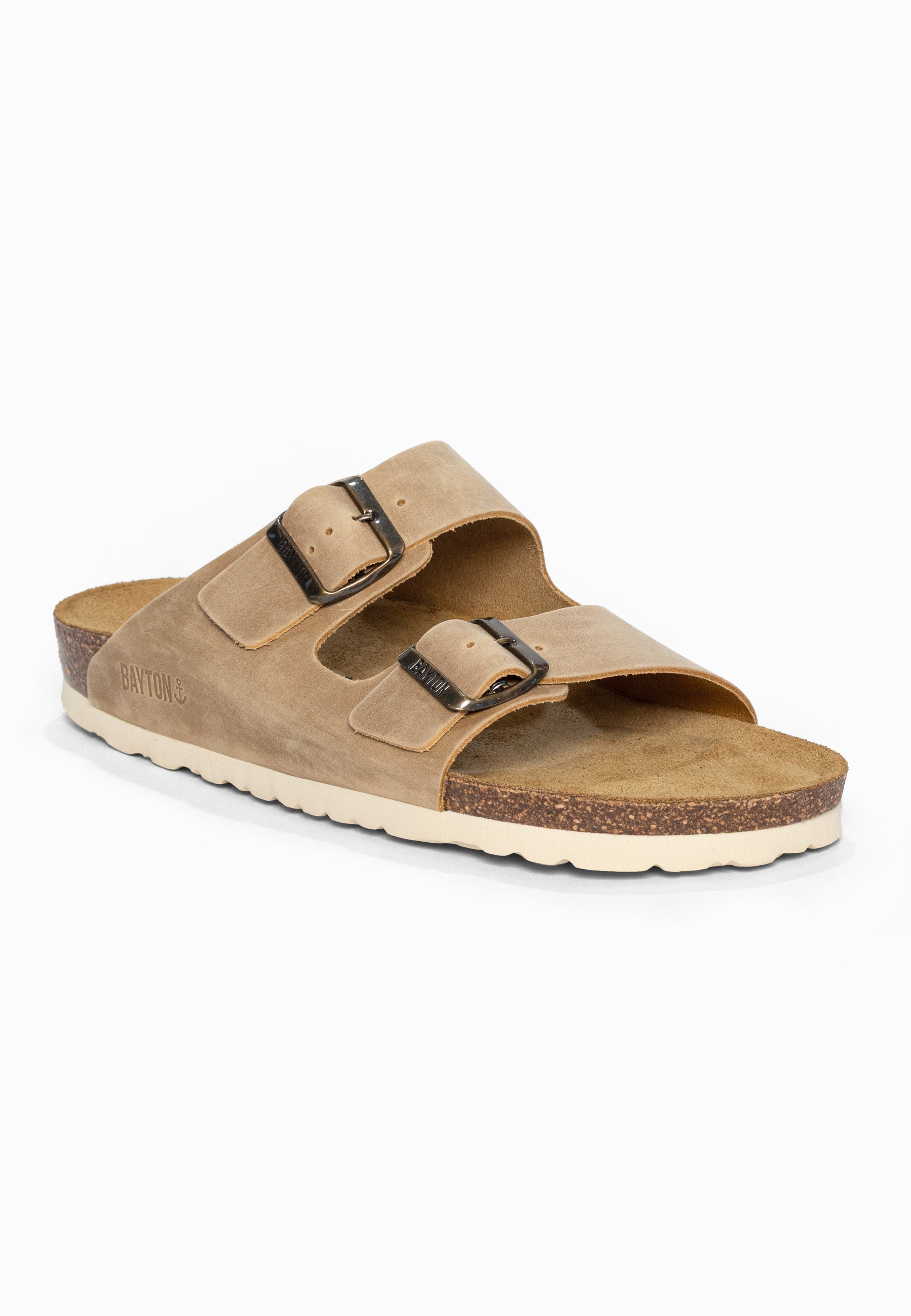 Sandales 2 Brides Atlas Beige en Cuir Bayton pour Homme
