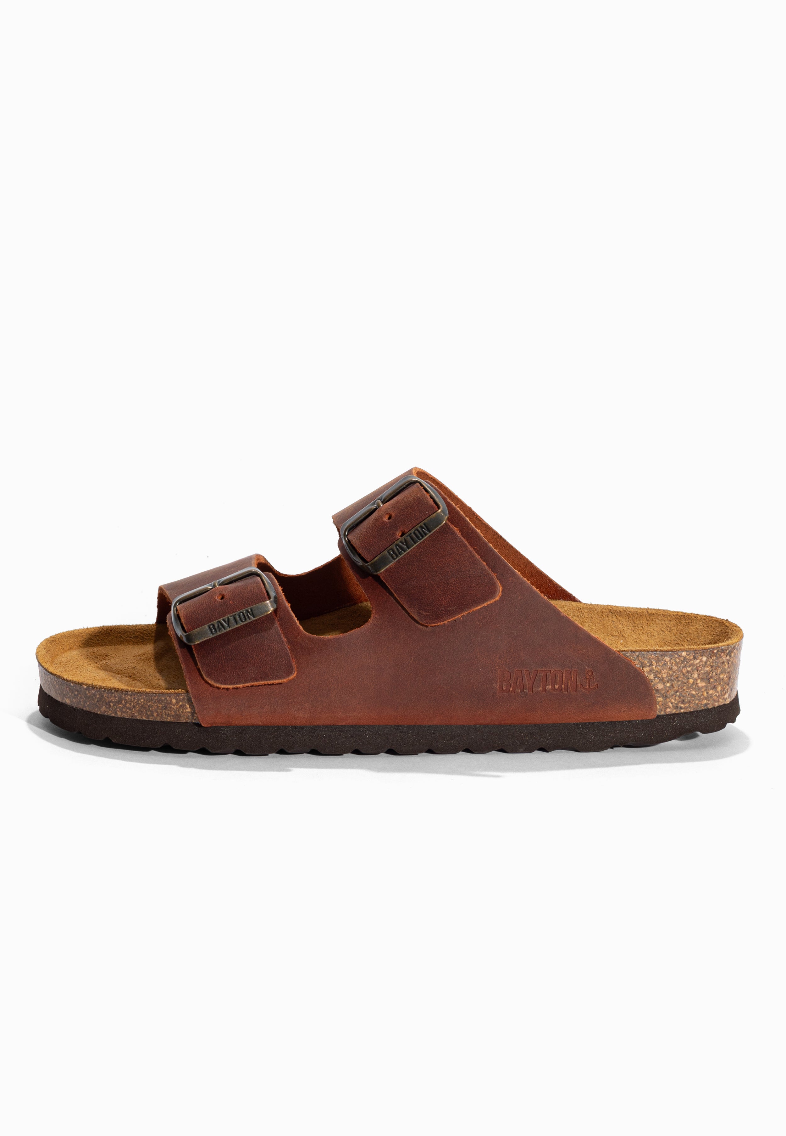 Sandales 2 Brides Atlas Marron en Cuir Bayton pour Femme