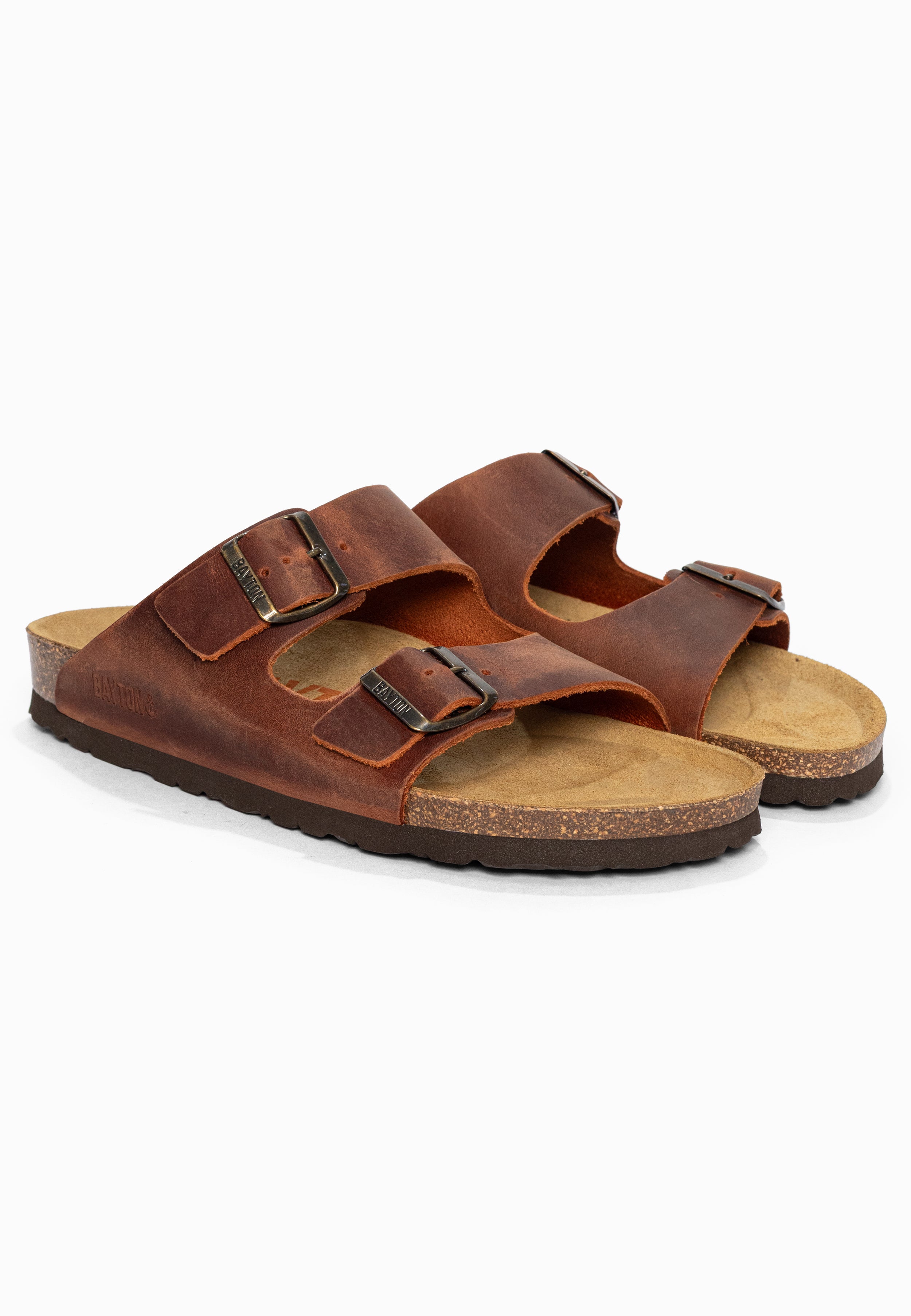 Sandales 2 Brides Atlas Marron en Cuir Bayton pour Homme