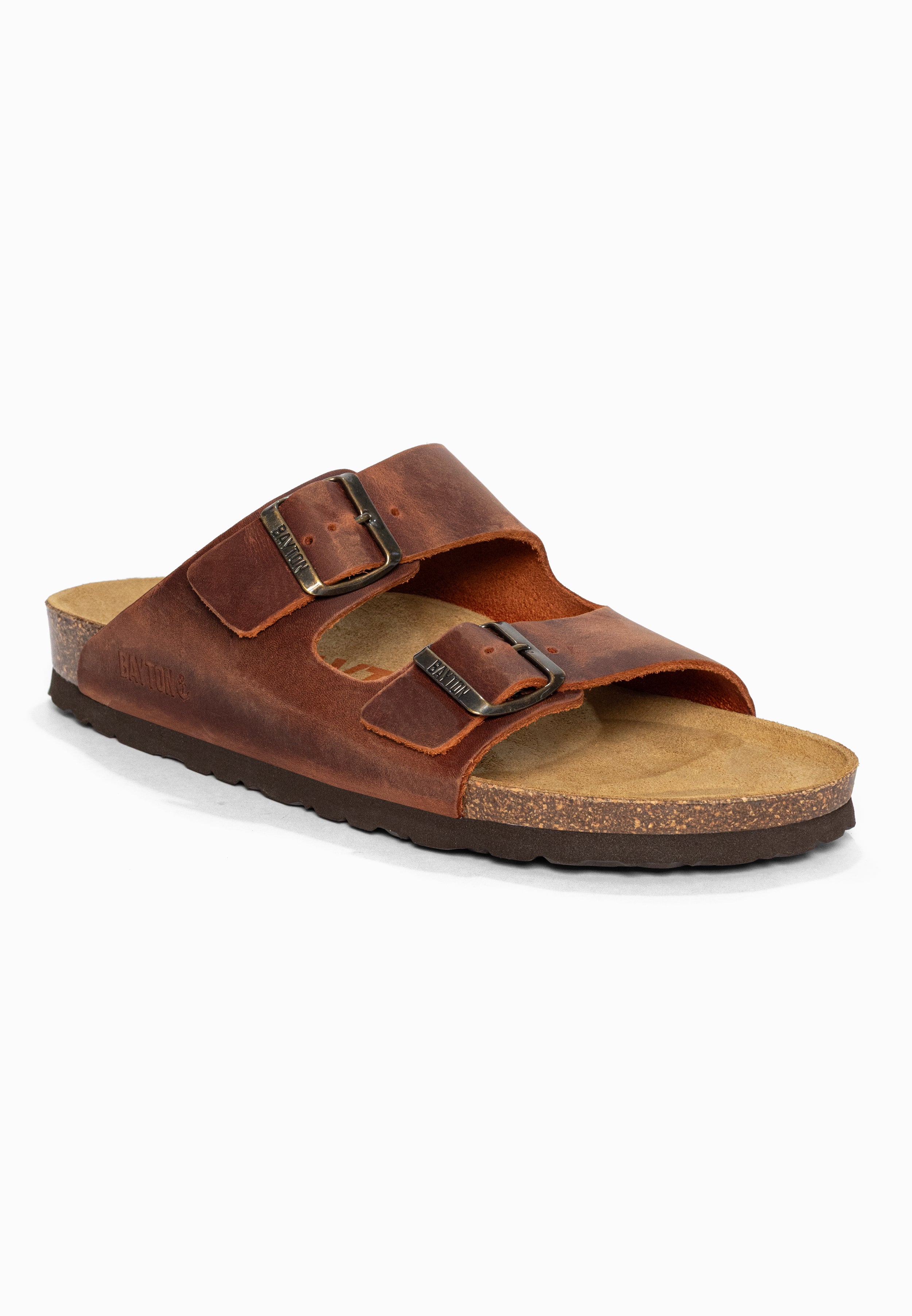 Sandales 2 Brides Atlas Marron en Cuir Bayton pour Homme