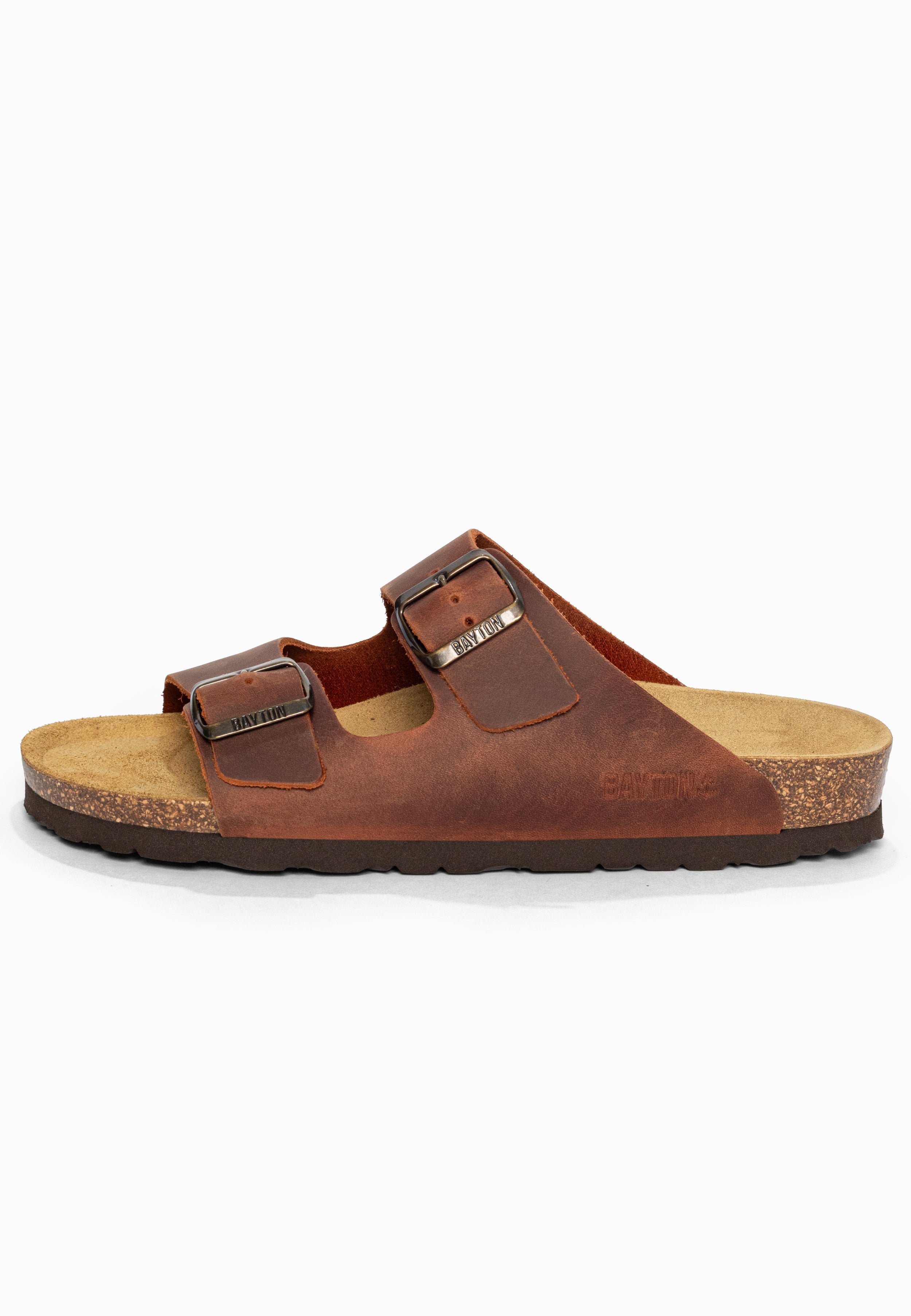 Sandales 2 Brides Atlas Marron en Cuir Bayton pour Homme