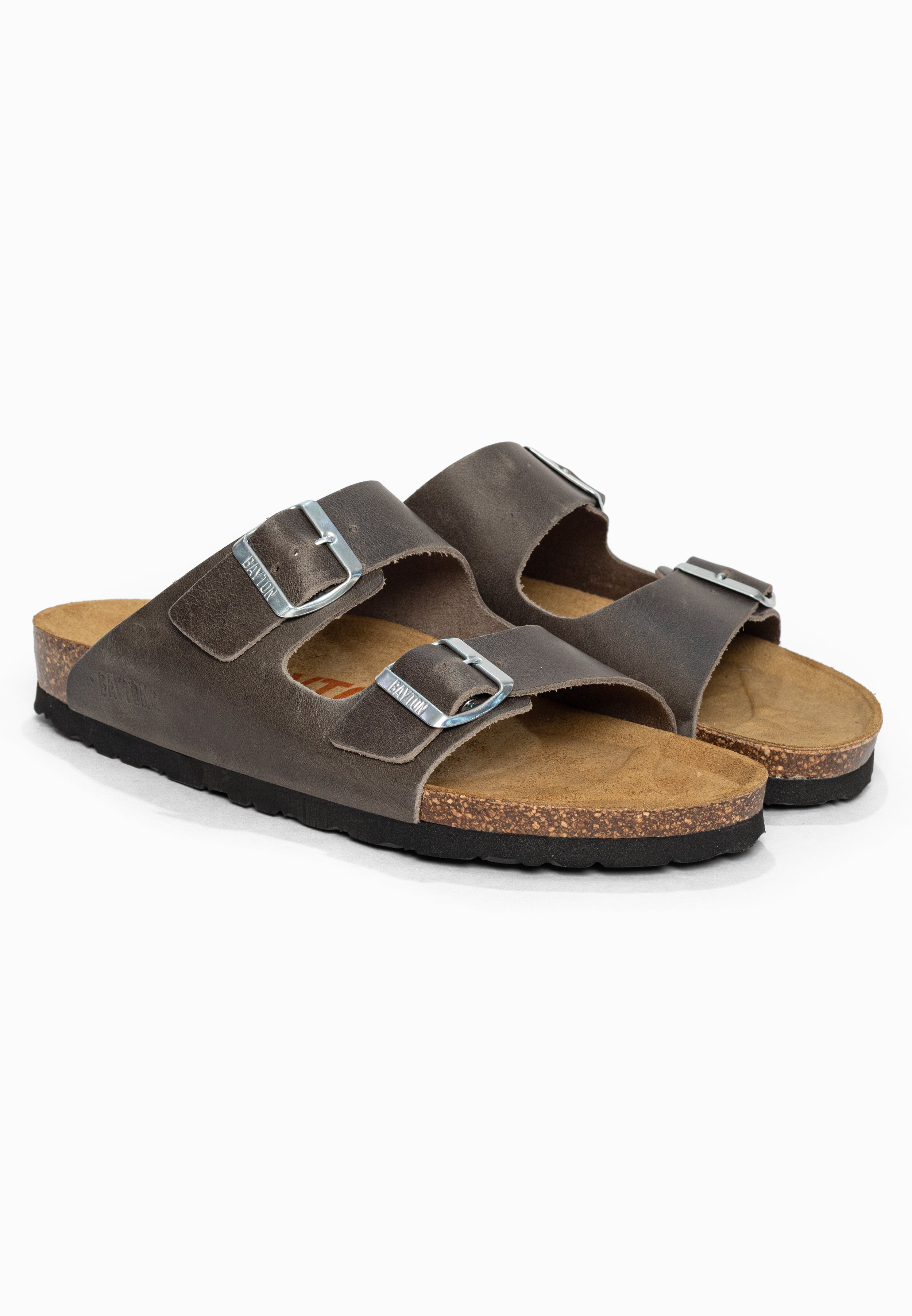 Sandales 2 Brides Atlas Anthracite en Cuir Bayton pour Homme