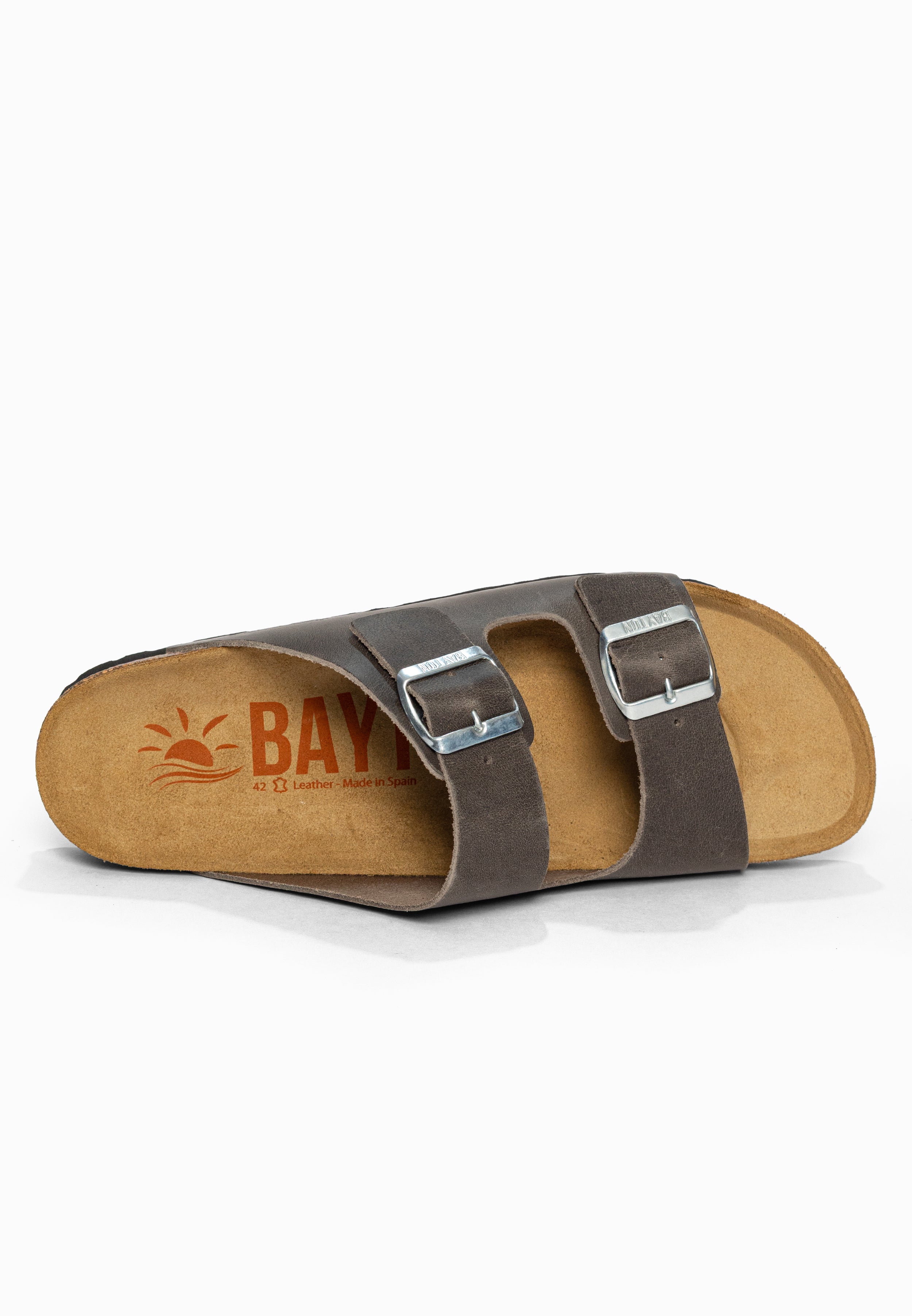 Sandales 2 Brides Atlas Anthracite en Cuir Bayton pour Homme