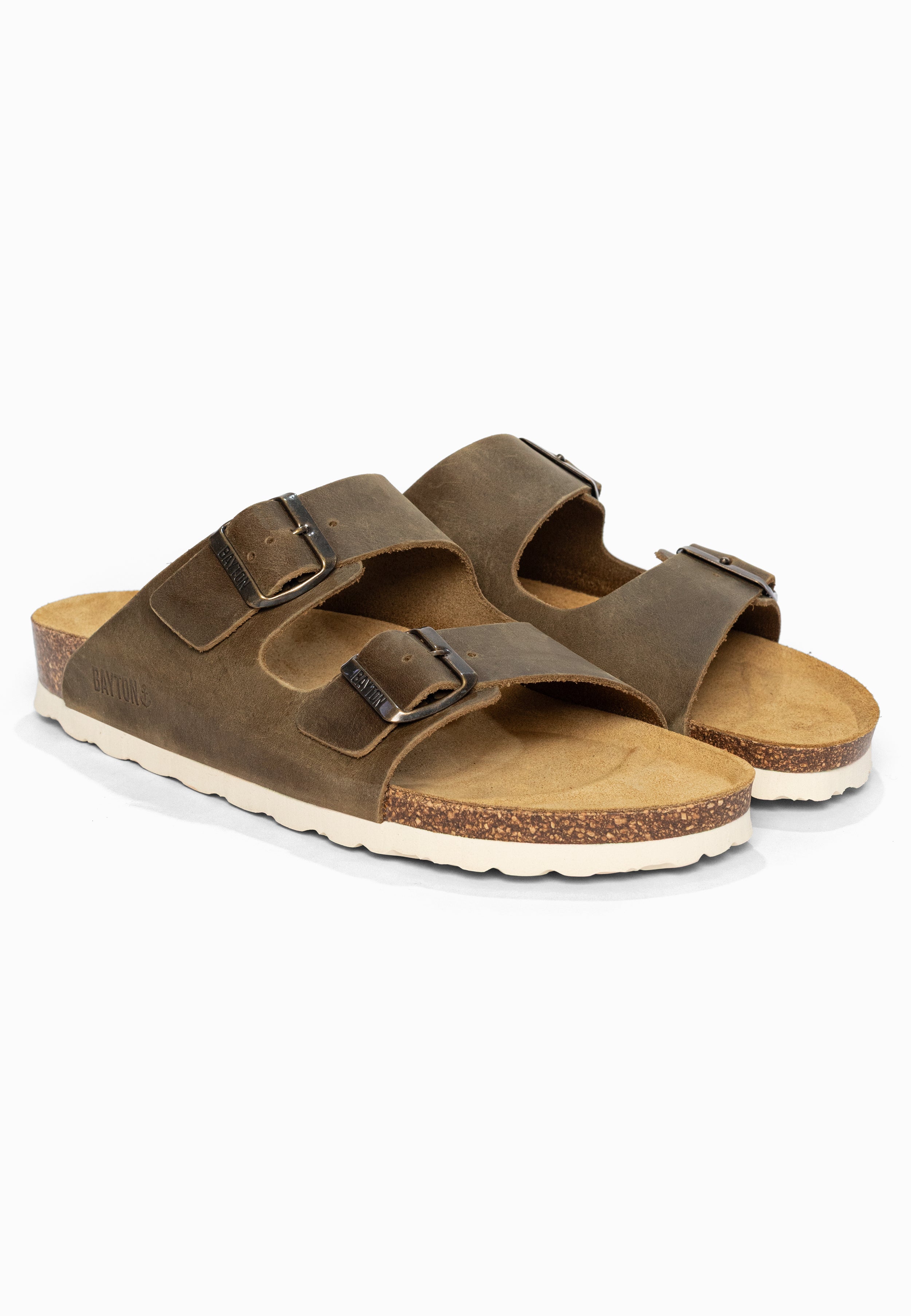 Sandales 2 Brides Atlas Marron en Cuir Bayton pour Homme