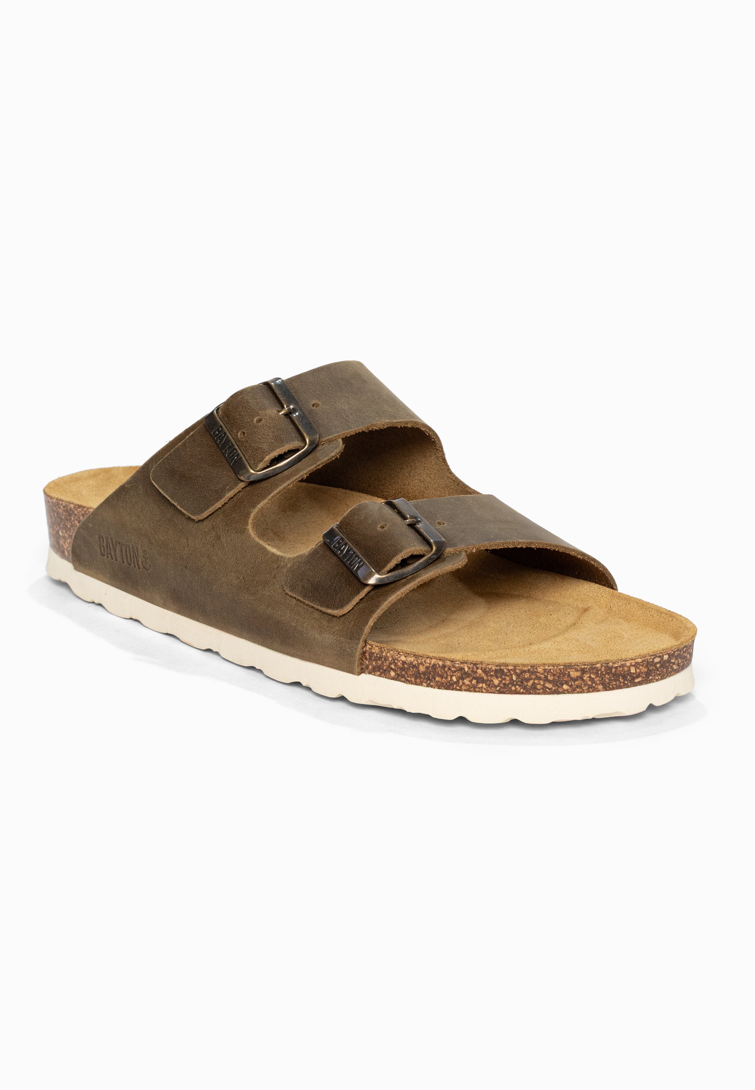 Sandales 2 Brides Atlas Marron en Cuir Bayton pour Homme