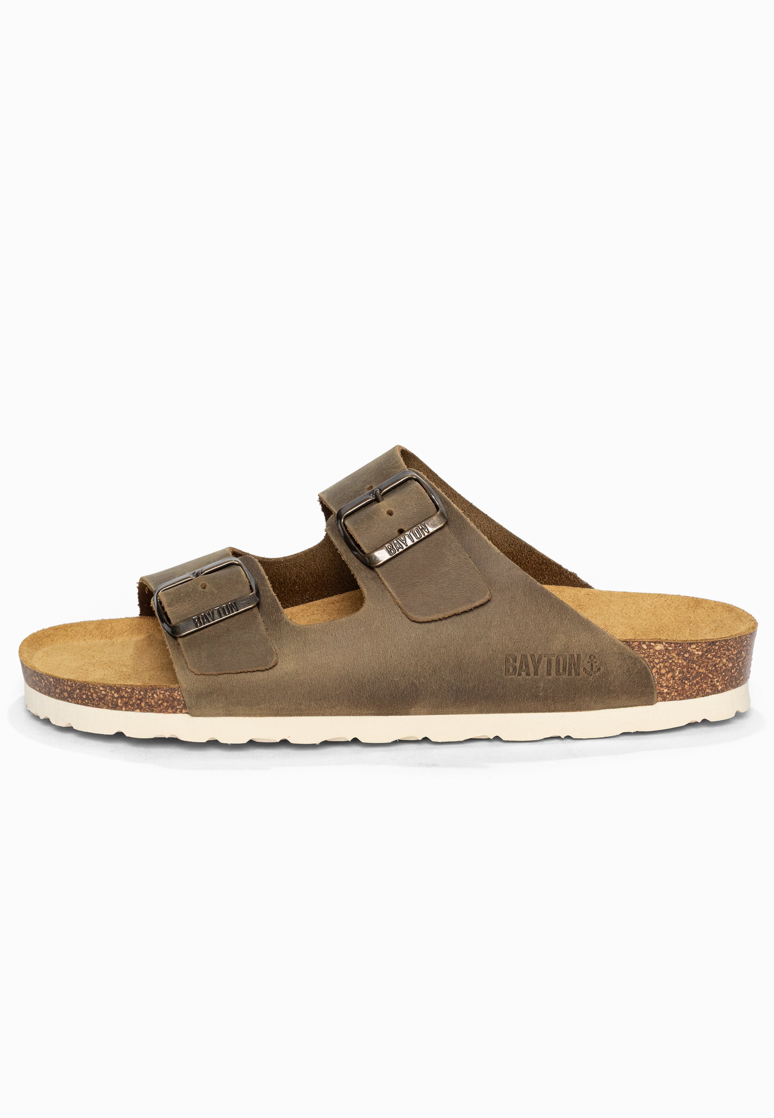 Sandales 2 Brides Atlas Marron en Cuir Bayton pour Homme