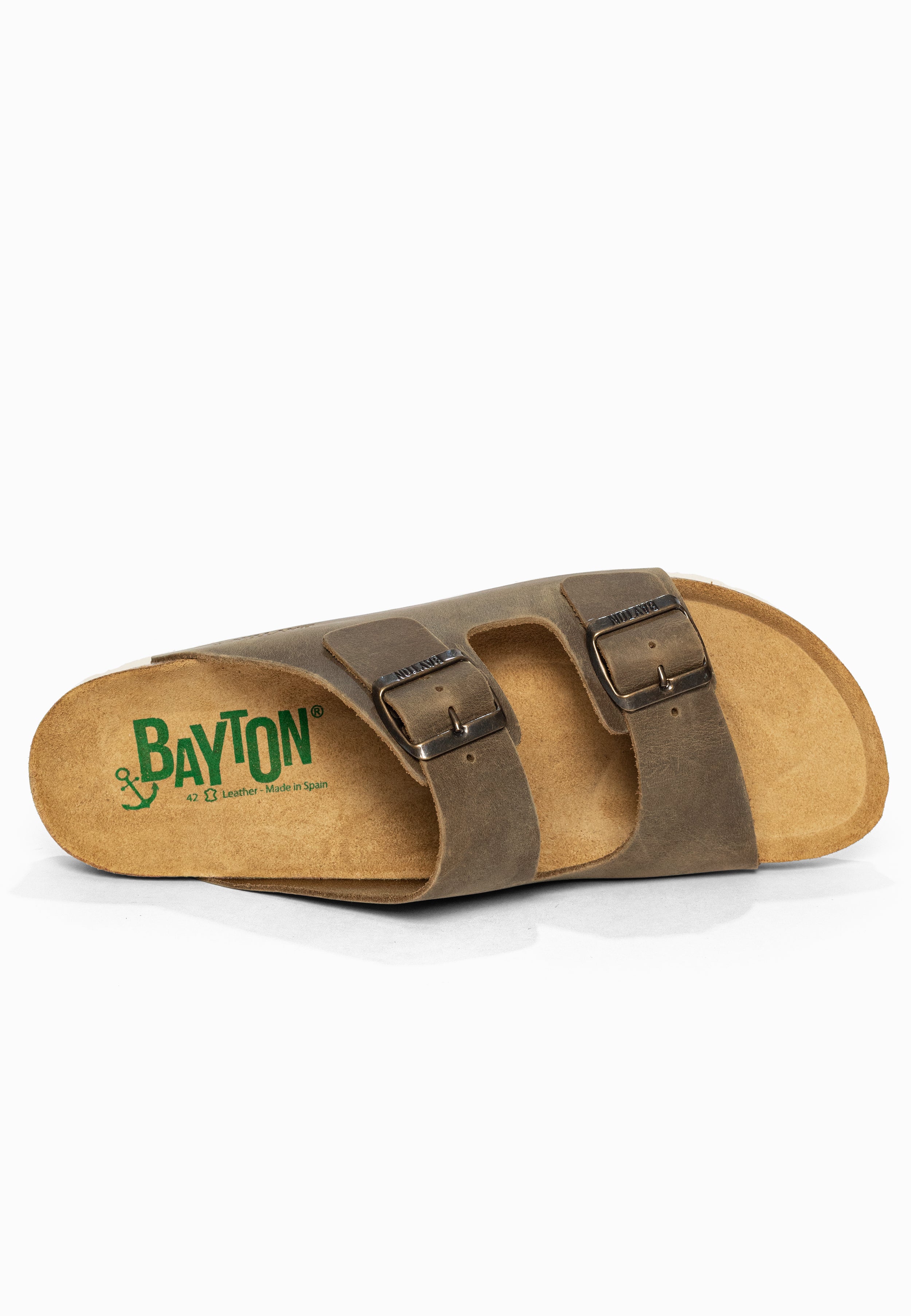 Sandales 2 Brides Atlas Marron en Cuir Bayton pour Homme