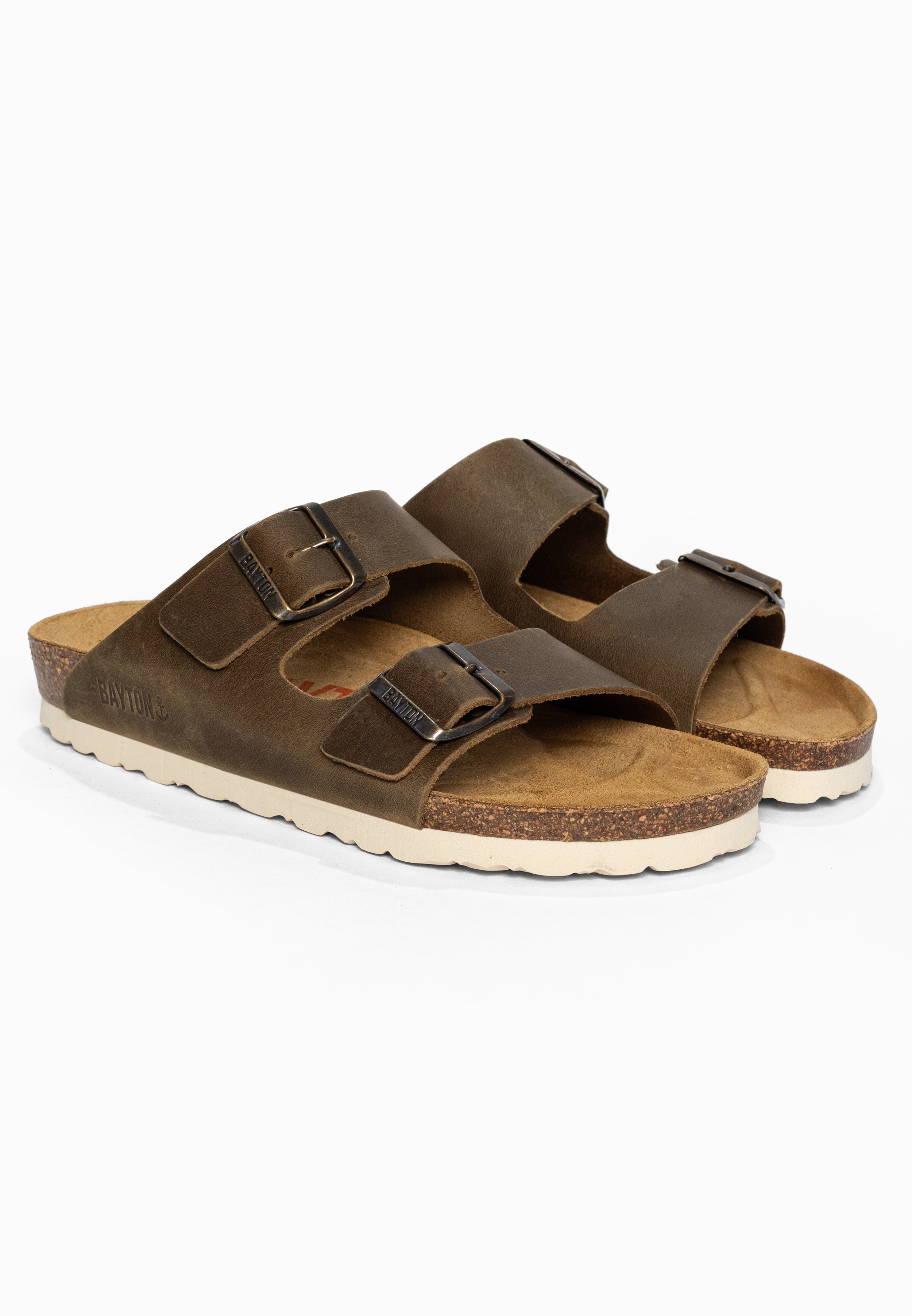 Sandales 2 Brides Atlas Marron en Cuir Bayton pour Femme