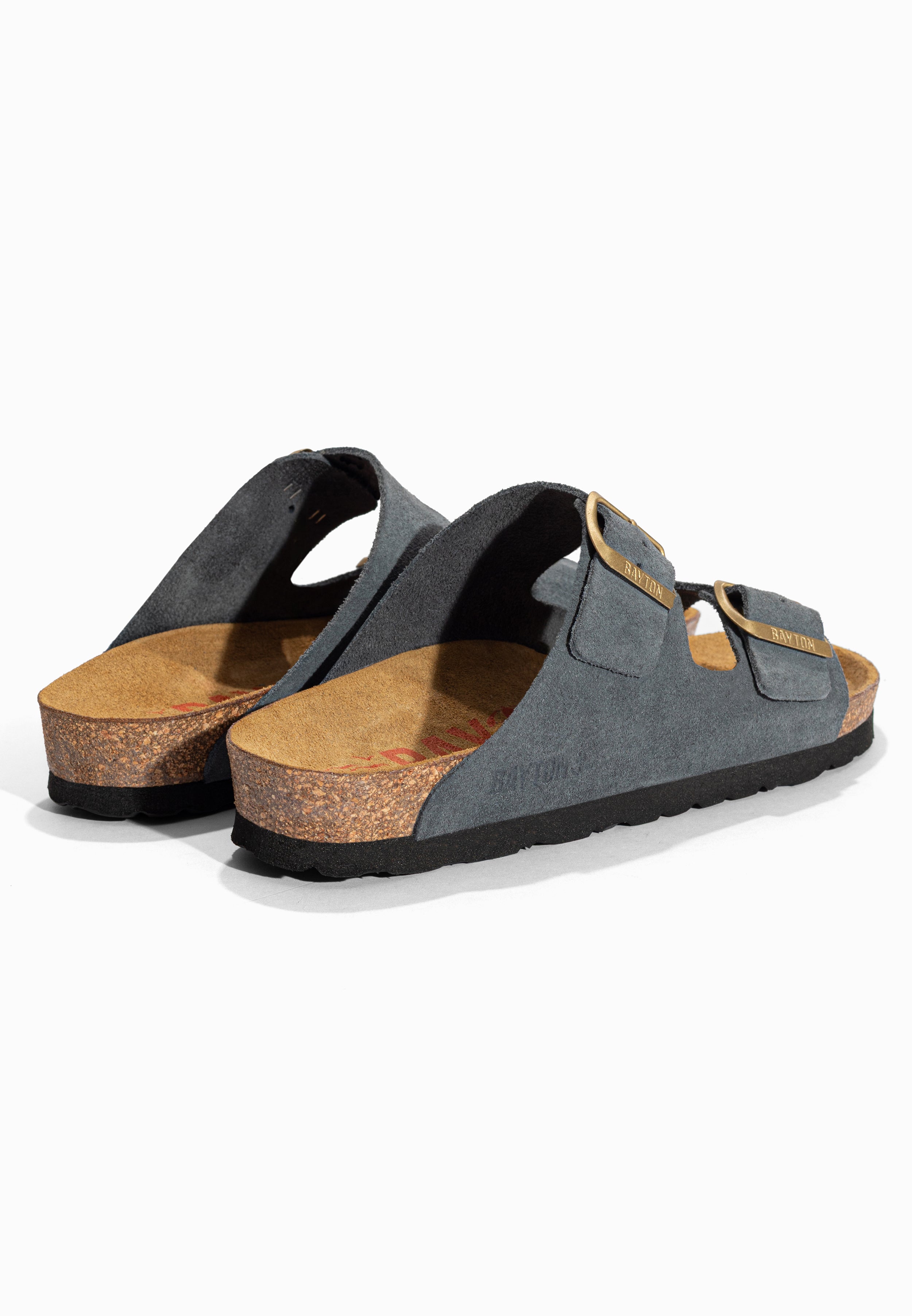 Sandales 2 Brides Atlas Gris en Cuir Suédé Bayton pour Femme