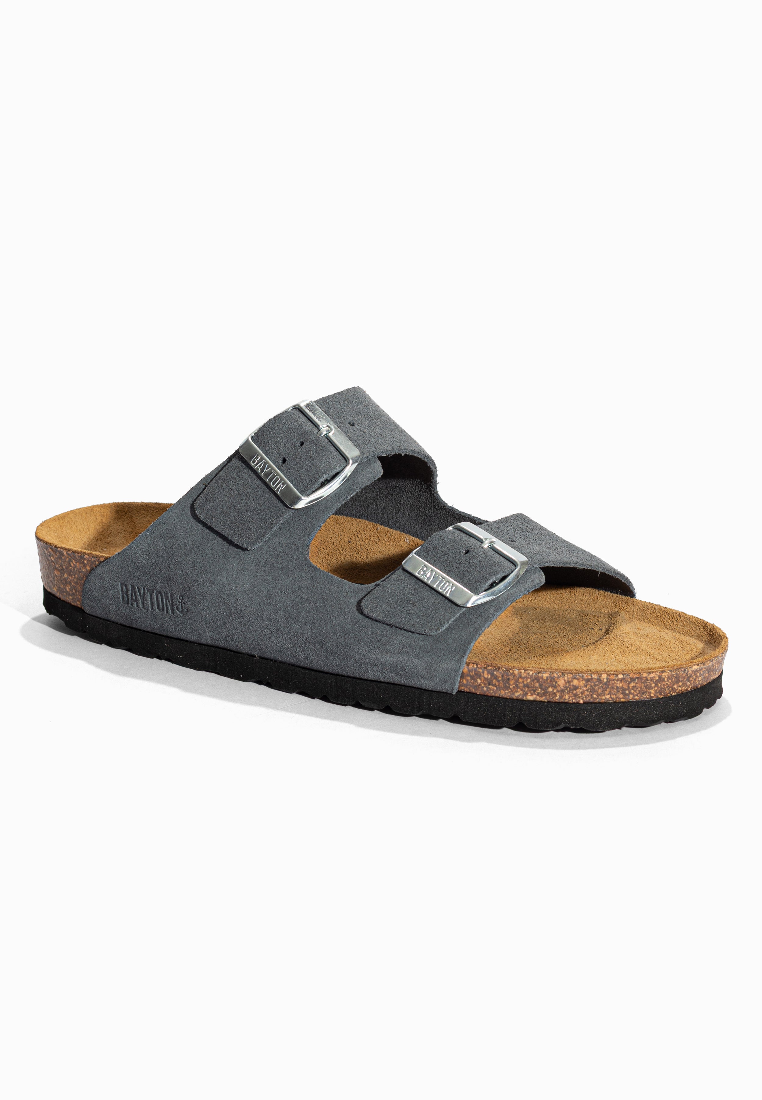 Sandales 2 Brides Atlas Gris en Cuir Suédé Bayton pour Homme