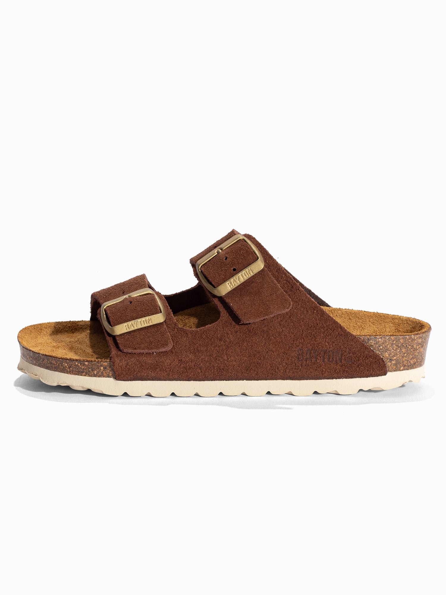 Sandales 2 Brides Atlas Marron en Cuir Suédé Bayton pour Femme