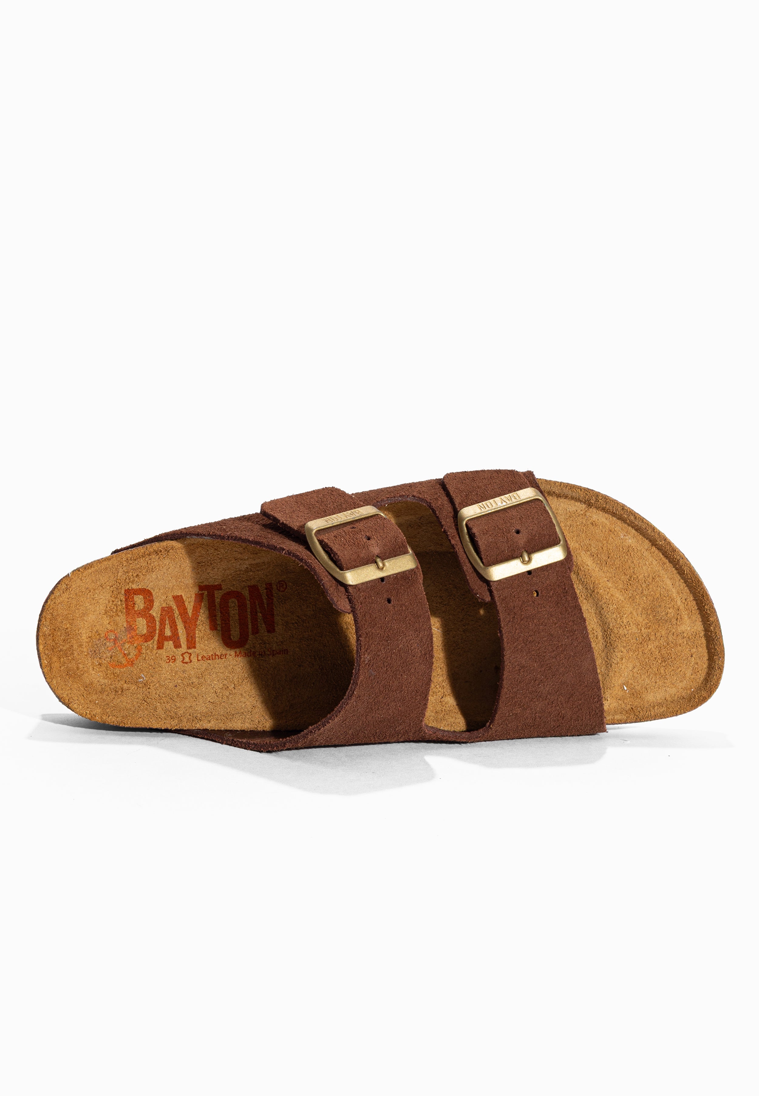 Sandales 2 Brides Atlas Marron en Cuir Suédé Bayton pour Femme