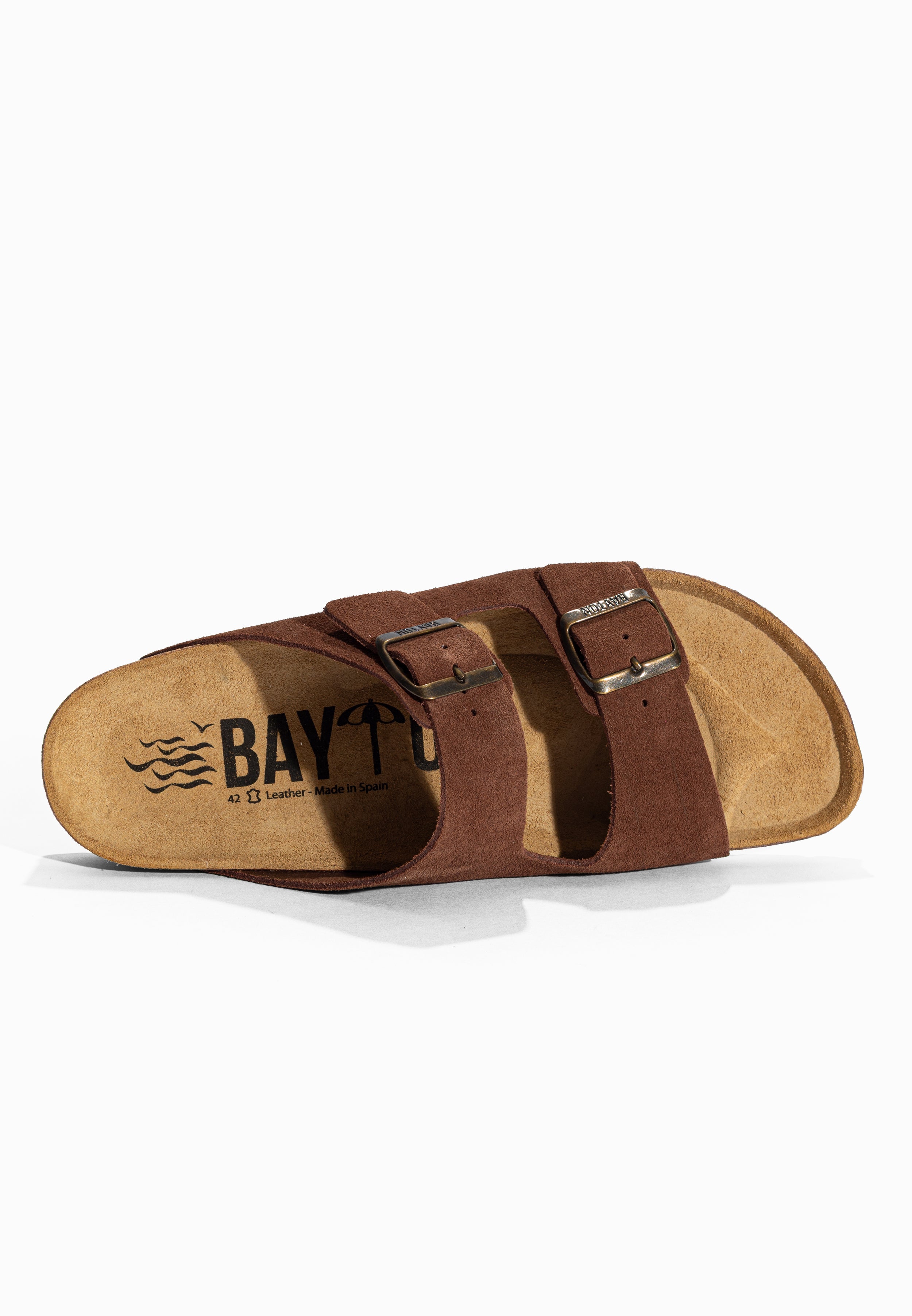 Sandales 2 Brides Atlas Marron en Cuir Suédé Bayton pour Homme