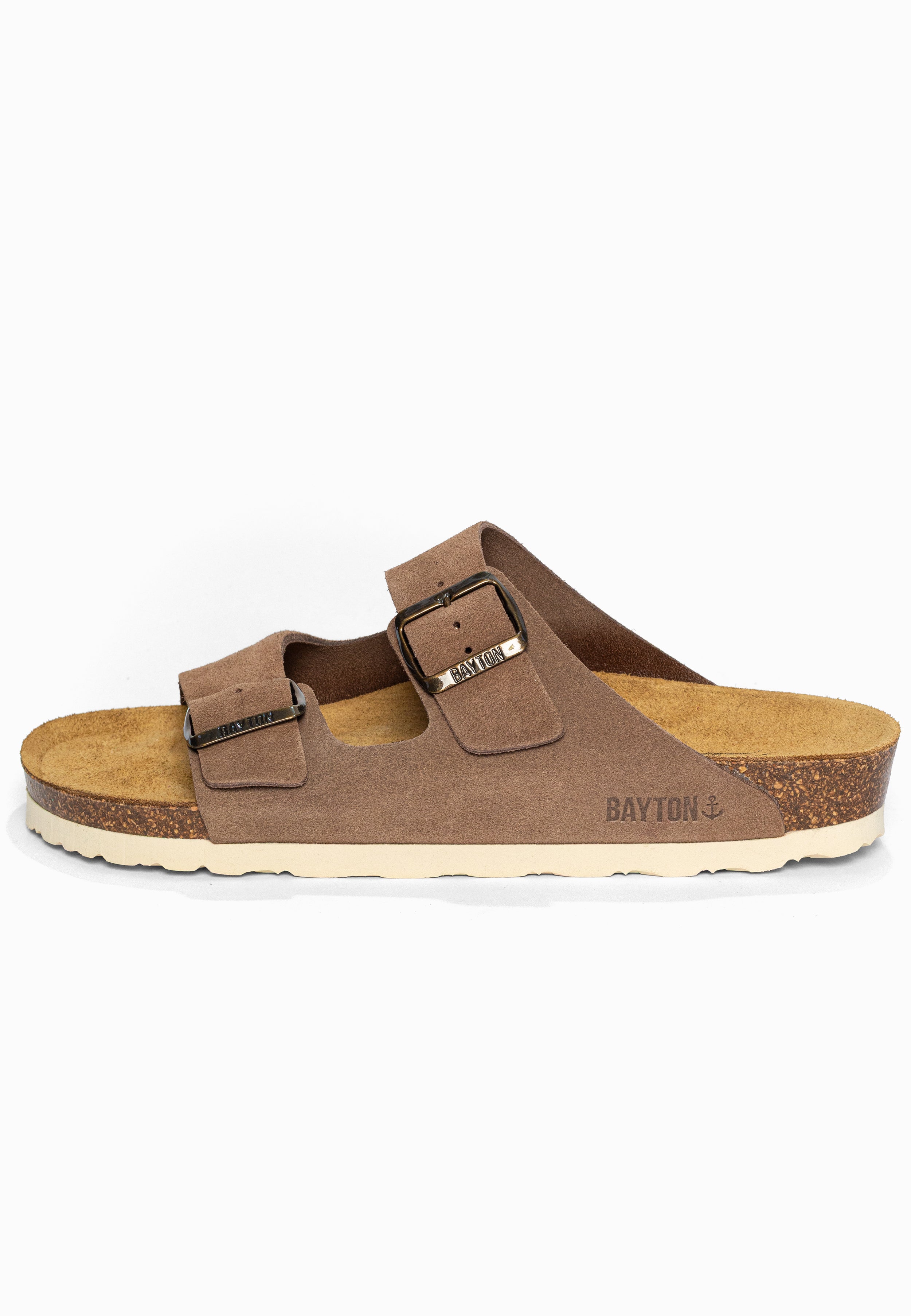Sandales 2 Brides Atlas Beige foncé en Cuir Suédé Bayton pour Homme