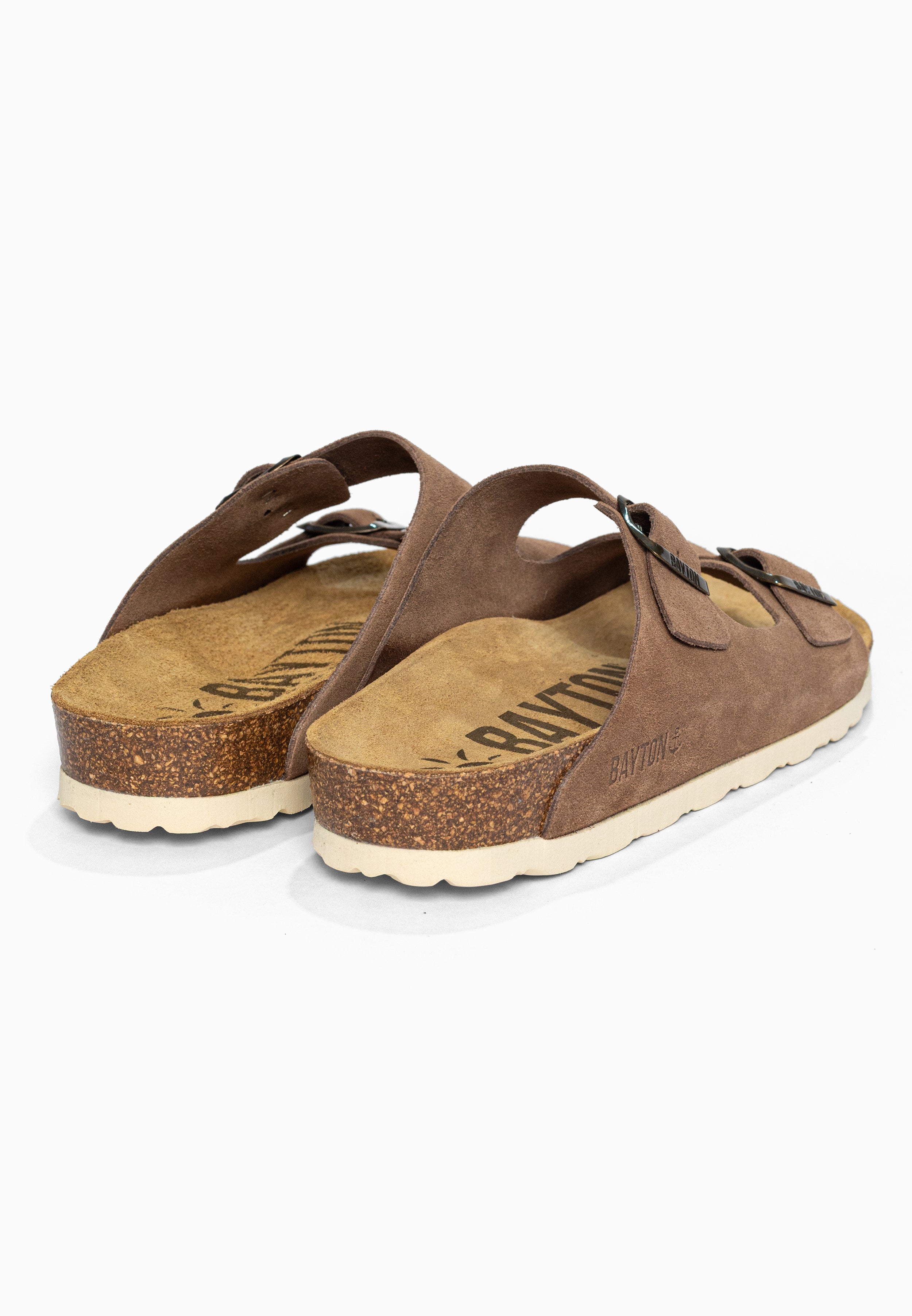 Sandales 2 Brides Atlas Beige foncé en Cuir Suédé Bayton pour Homme