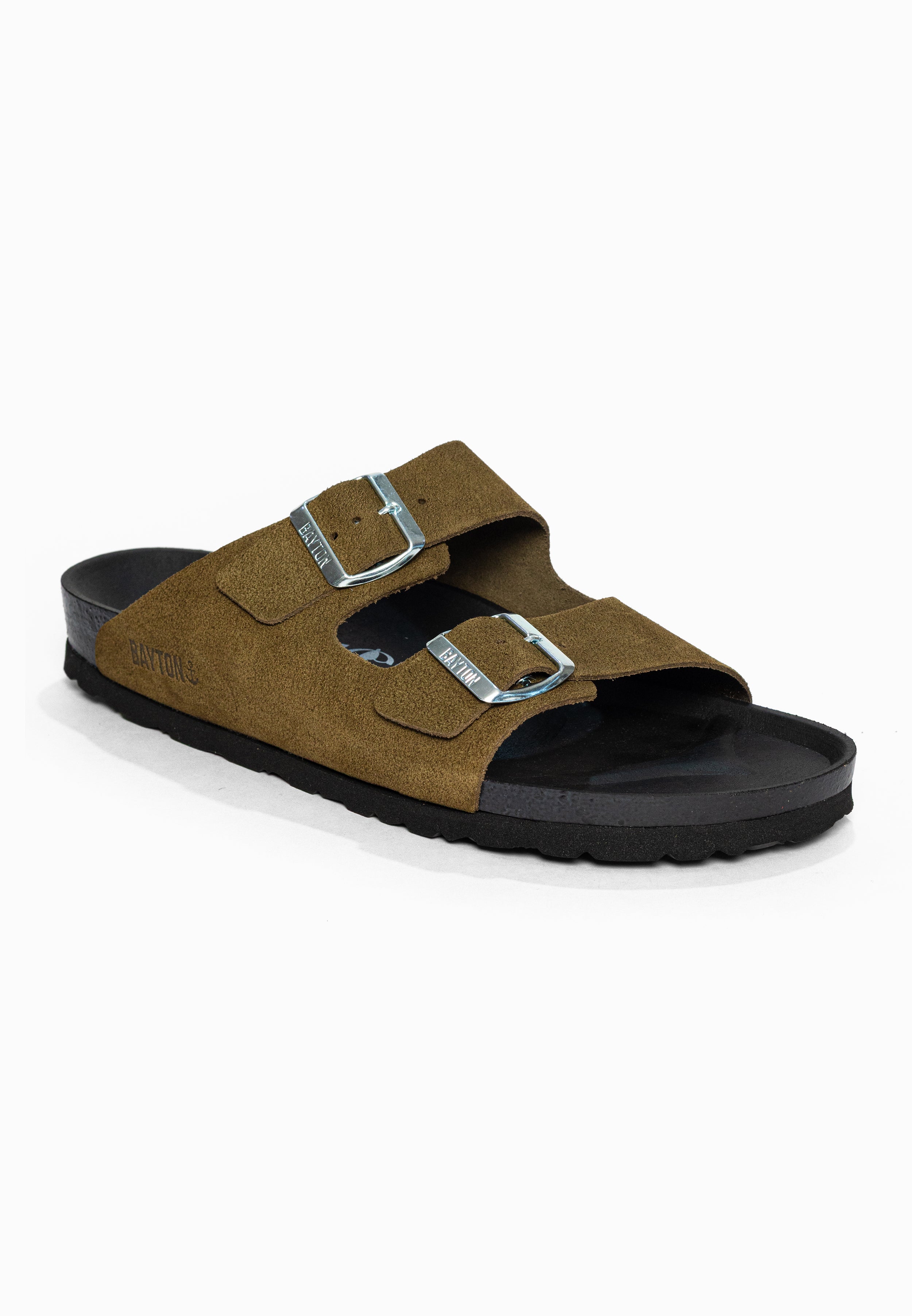 Sandales 2 Brides Atlas Kaki en Cuir Suédé Bayton pour Homme