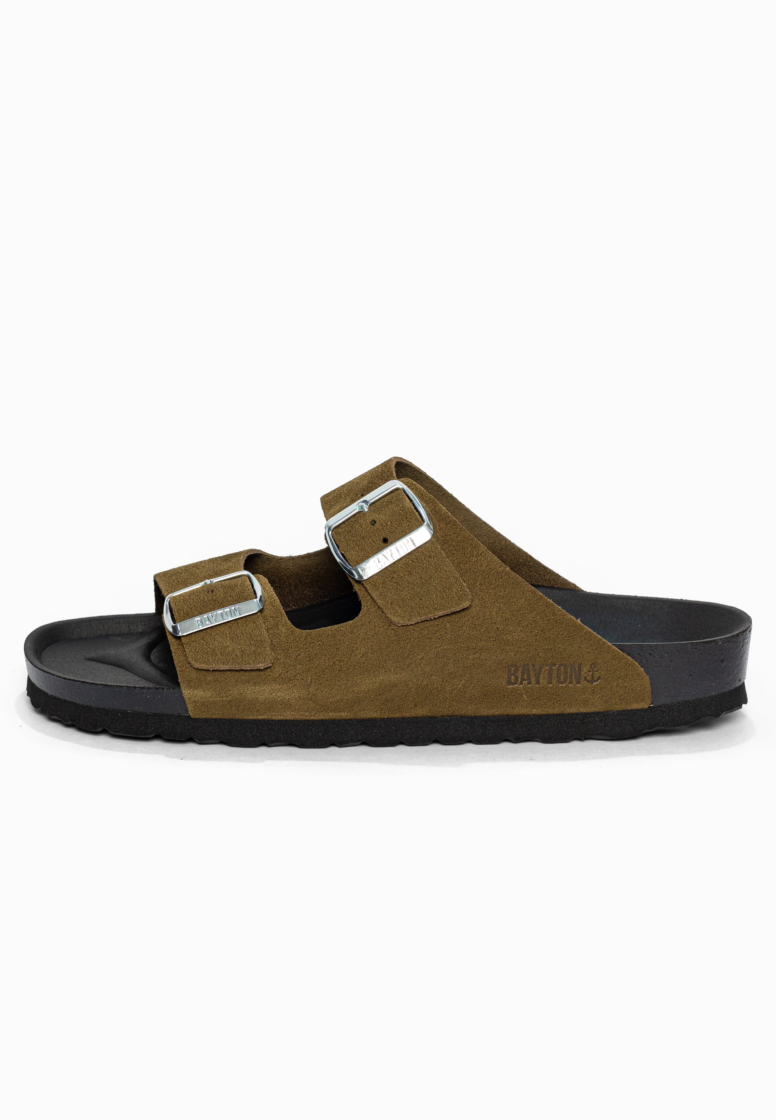 Sandales 2 Brides Atlas Kaki en Cuir Suédé Bayton pour Homme