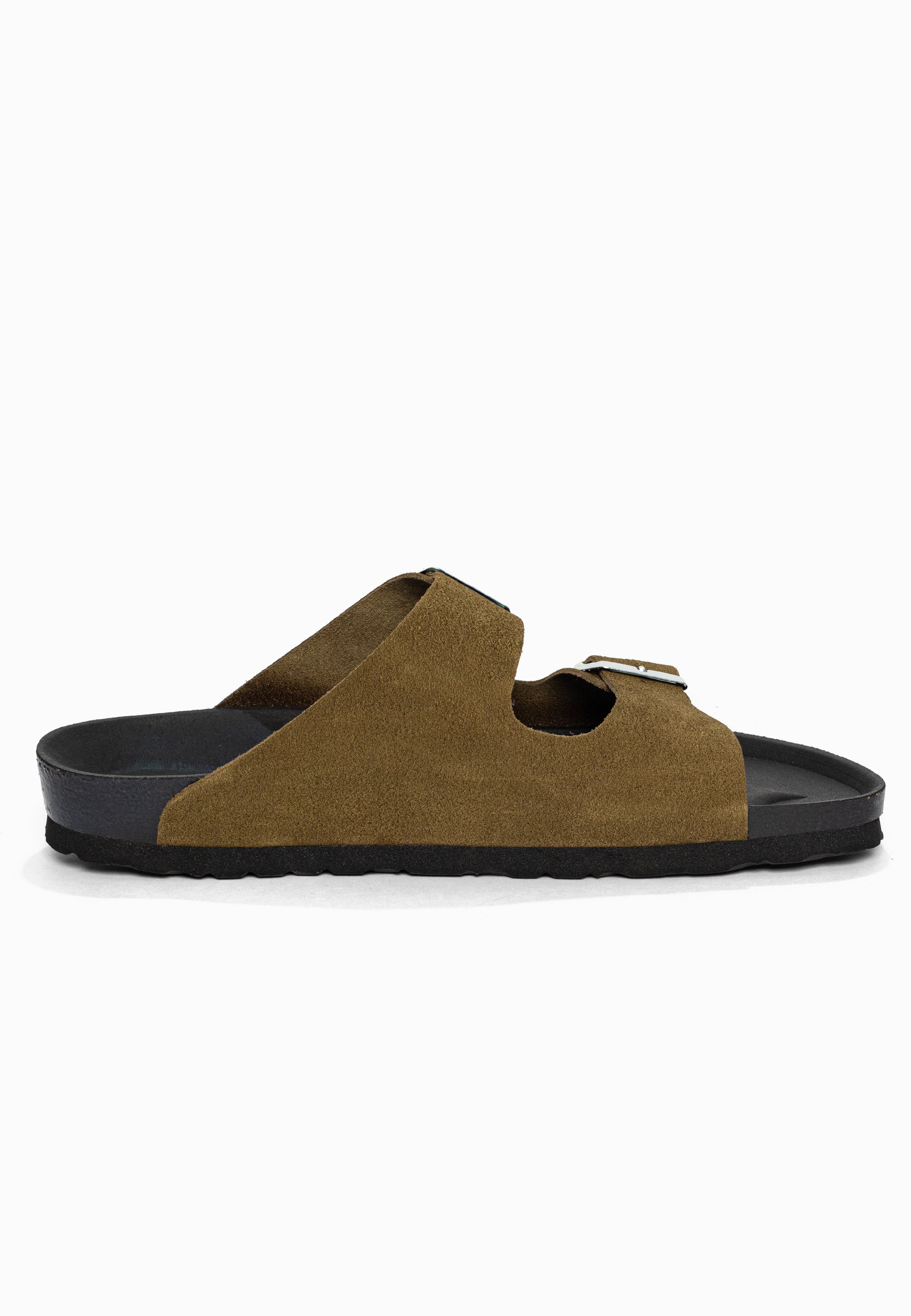 Sandales 2 Brides Atlas Kaki en Cuir Suédé Bayton pour Homme