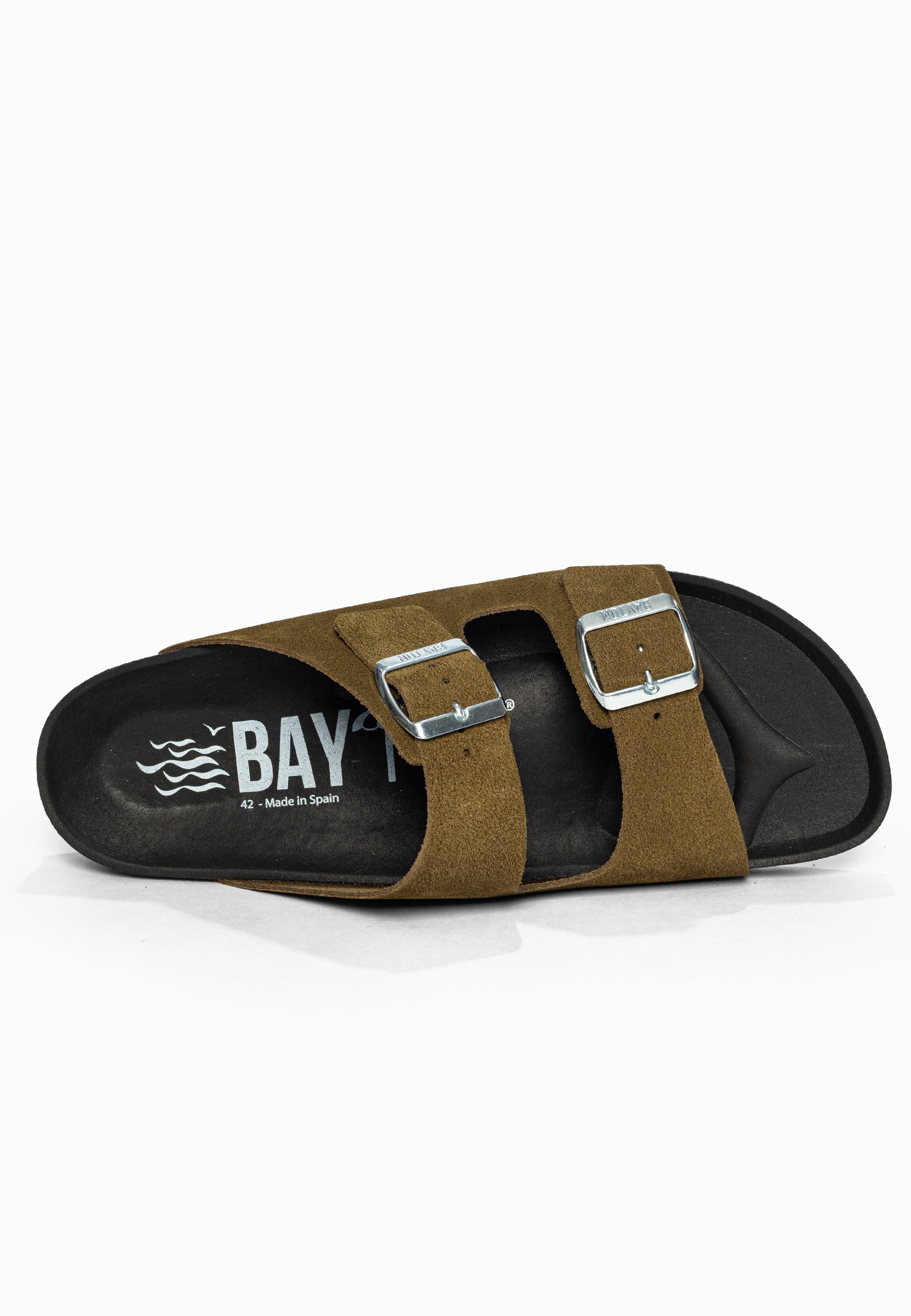 Sandales 2 Brides Atlas Kaki en Cuir Suédé Bayton pour Homme