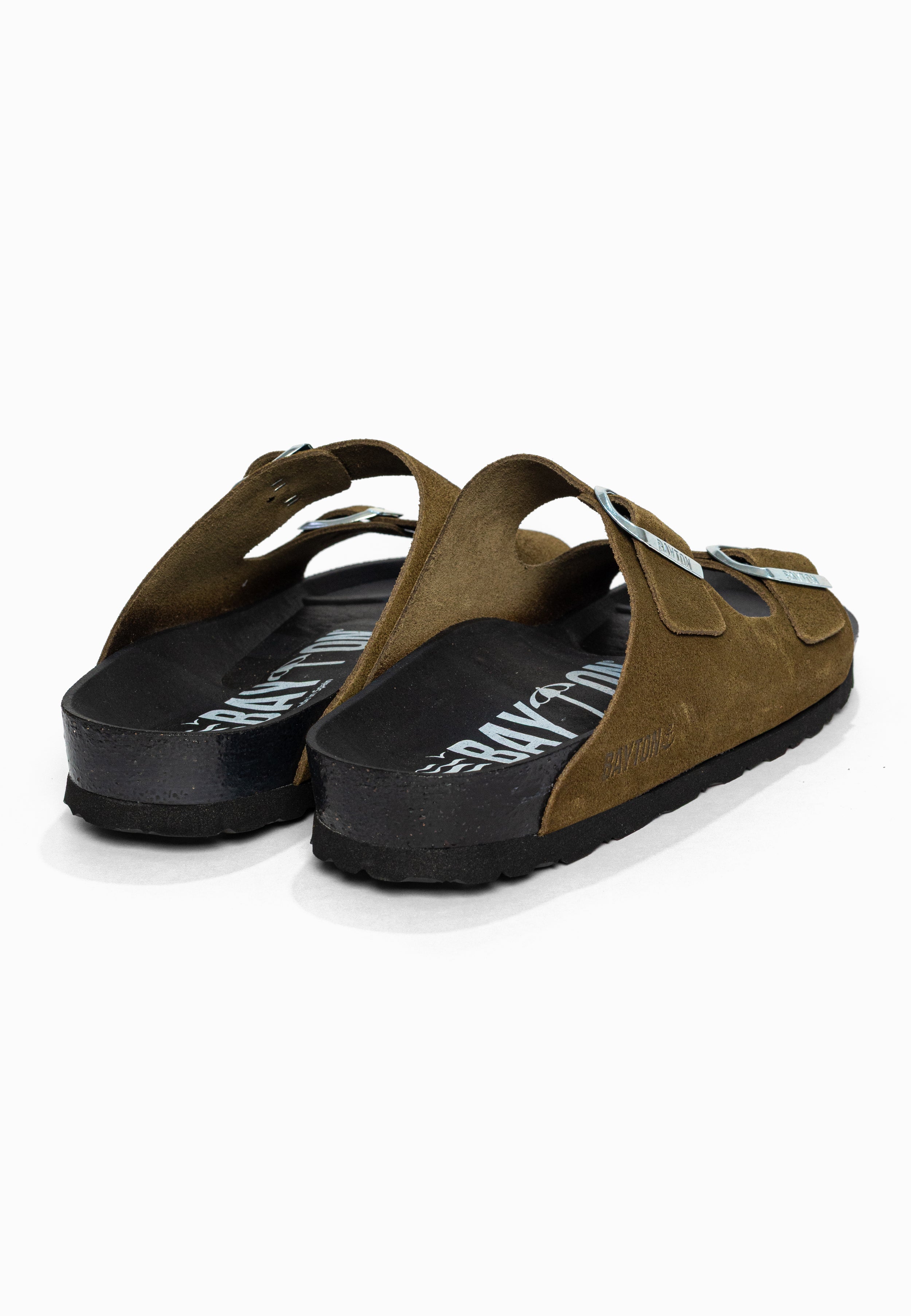Sandales 2 Brides Atlas Kaki en Cuir Suédé Bayton pour Homme