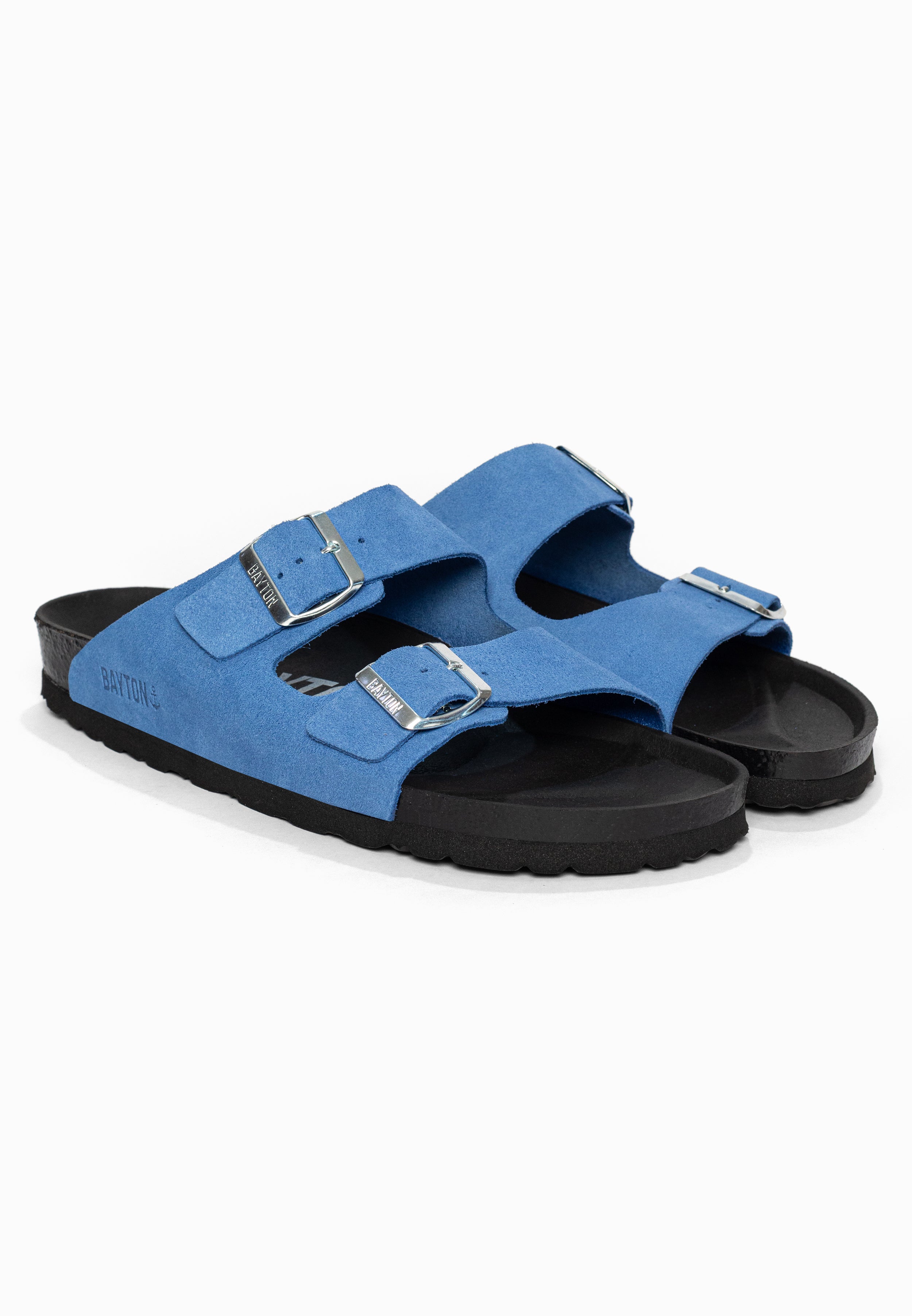 Sandales 2 Brides Atlas Bleu en Cuir Suédé Bayton pour Homme
