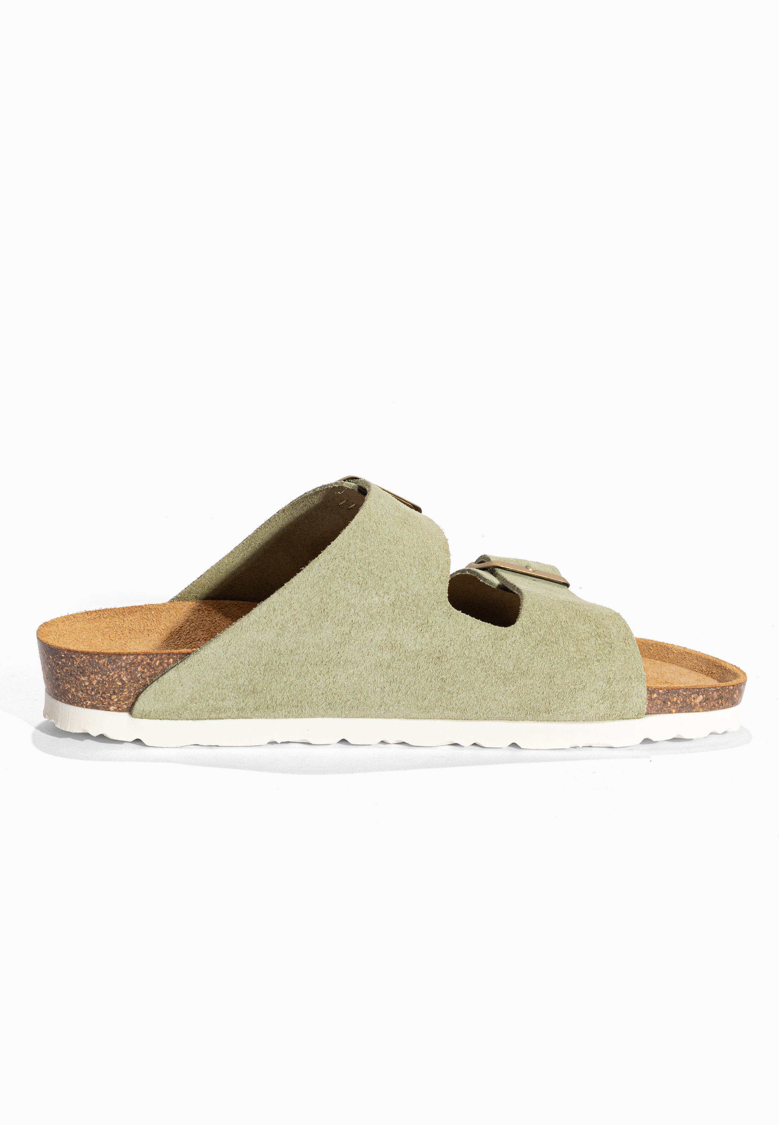Sandales 2 Brides Atlas Vert en Cuir Suédé Bayton pour Femme